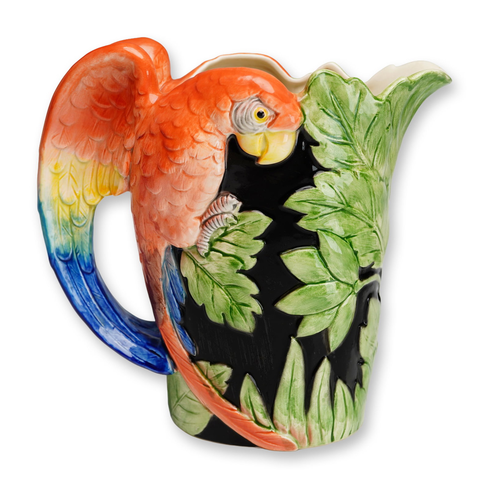 Vintage Fitz and Floyd Tropical Parrot Ceramic Pitcher (1 of 4)