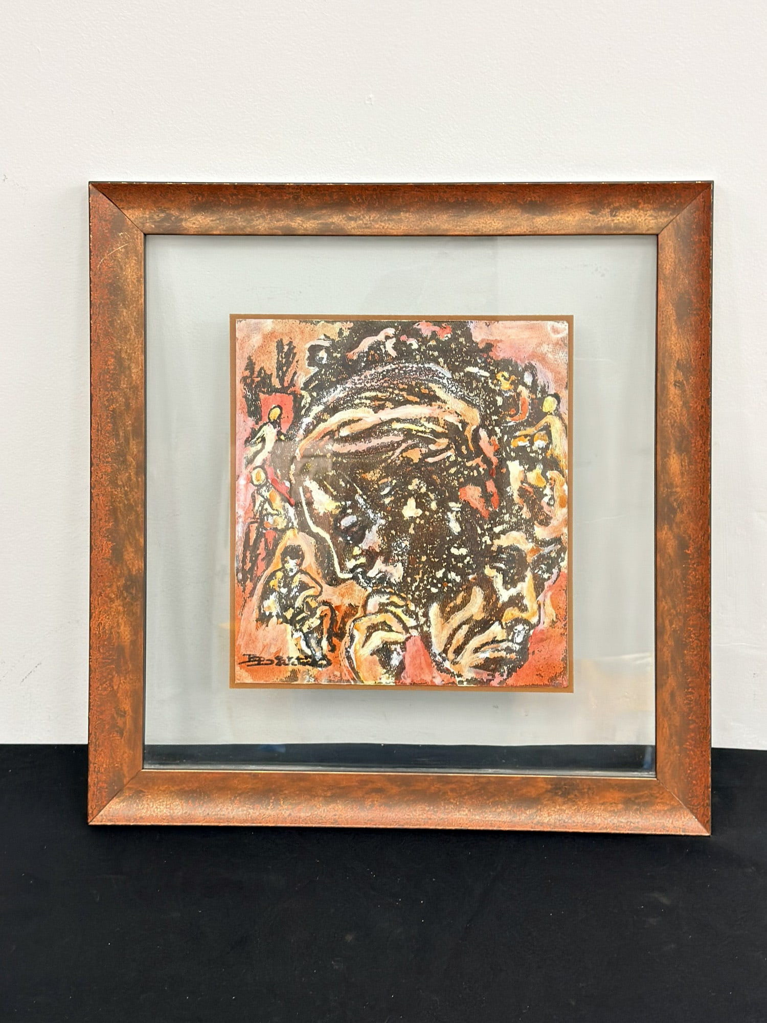 Manner of Francis Newton Souza, Gouache on Board, Composition with Figures, Signed - 2