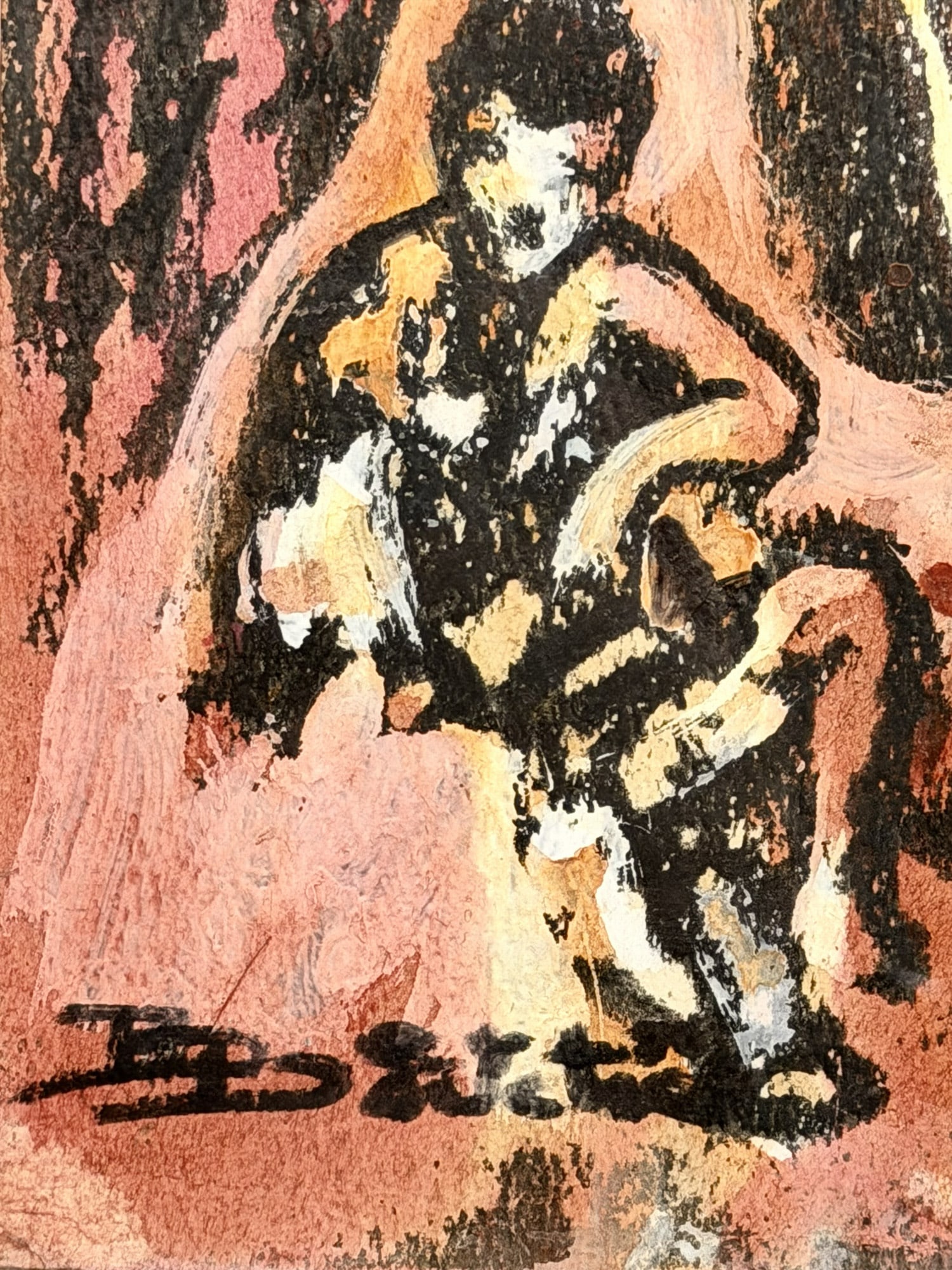 Manner of Francis Newton Souza, Gouache on Board, Composition with Figures, Signed - 7