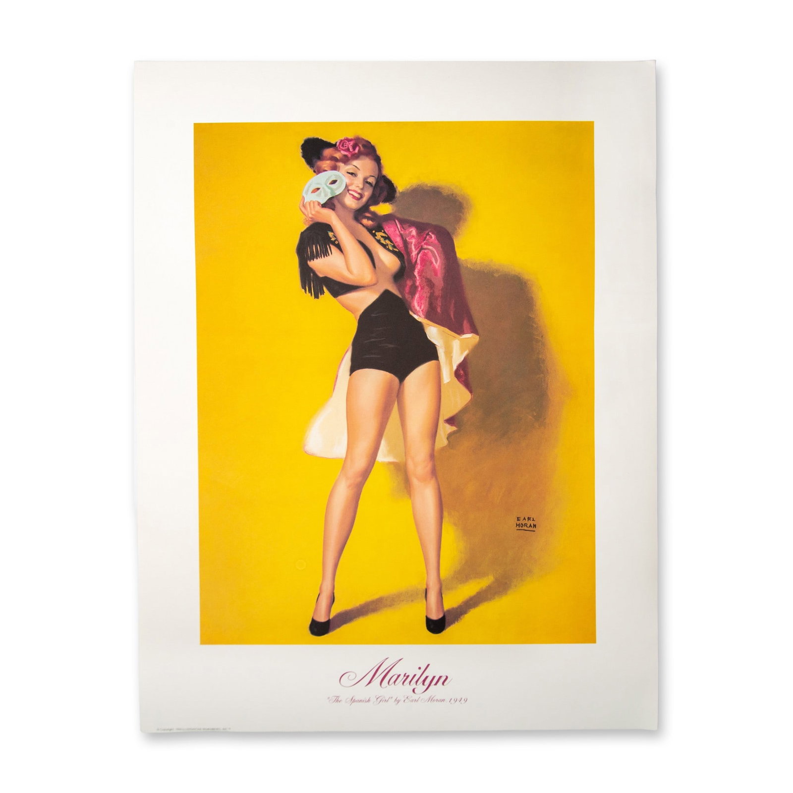 Earl Steffa Moran (American, 1893-1984) Fine Art Print: Vintage Pin Up Print from Marilyn series. Titled 'The Spanish Girl' originally created in 1949. Printed in 1994 by Illustrations Remembered Inc. Measures 24.5" x 19" (sheet size). Dimensions: See Desc