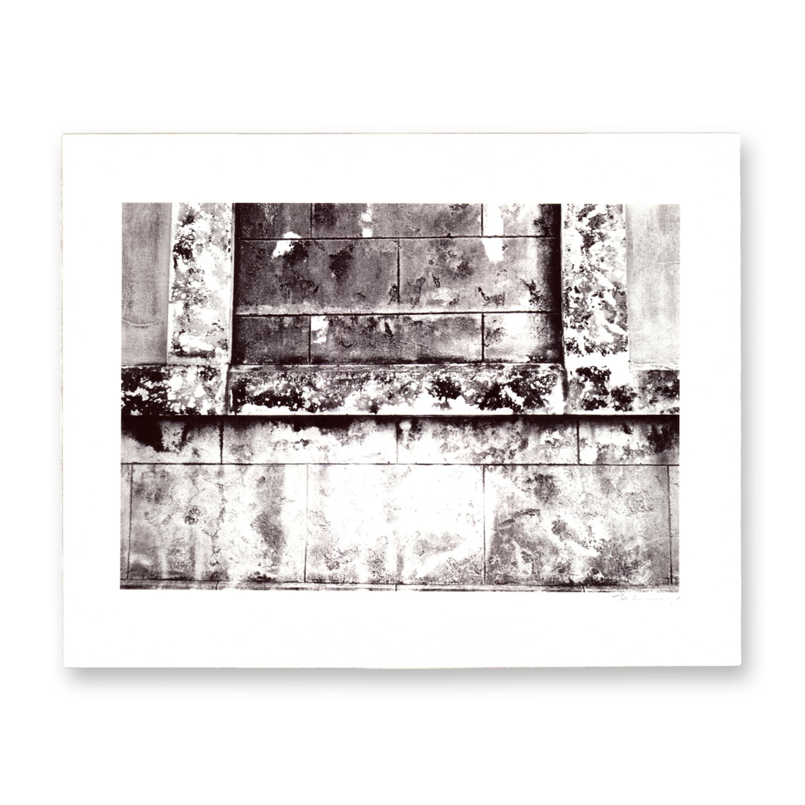 Martin Kellerstein Black/White Photograph, Signed: Black and white photograph on white uncut matte. Close up photo of a brick wall in Toronto, Canada. Artist signed lower right in pencil. Photo size: 11.5"L x 7.25"H. Matte size: 14"L x 11"H. Artist: