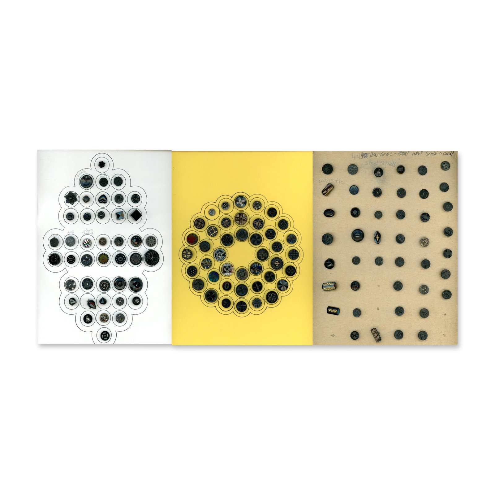 3 CARDS OF ASSORTED BLACK GLASS BUTTONS (1 of 4)