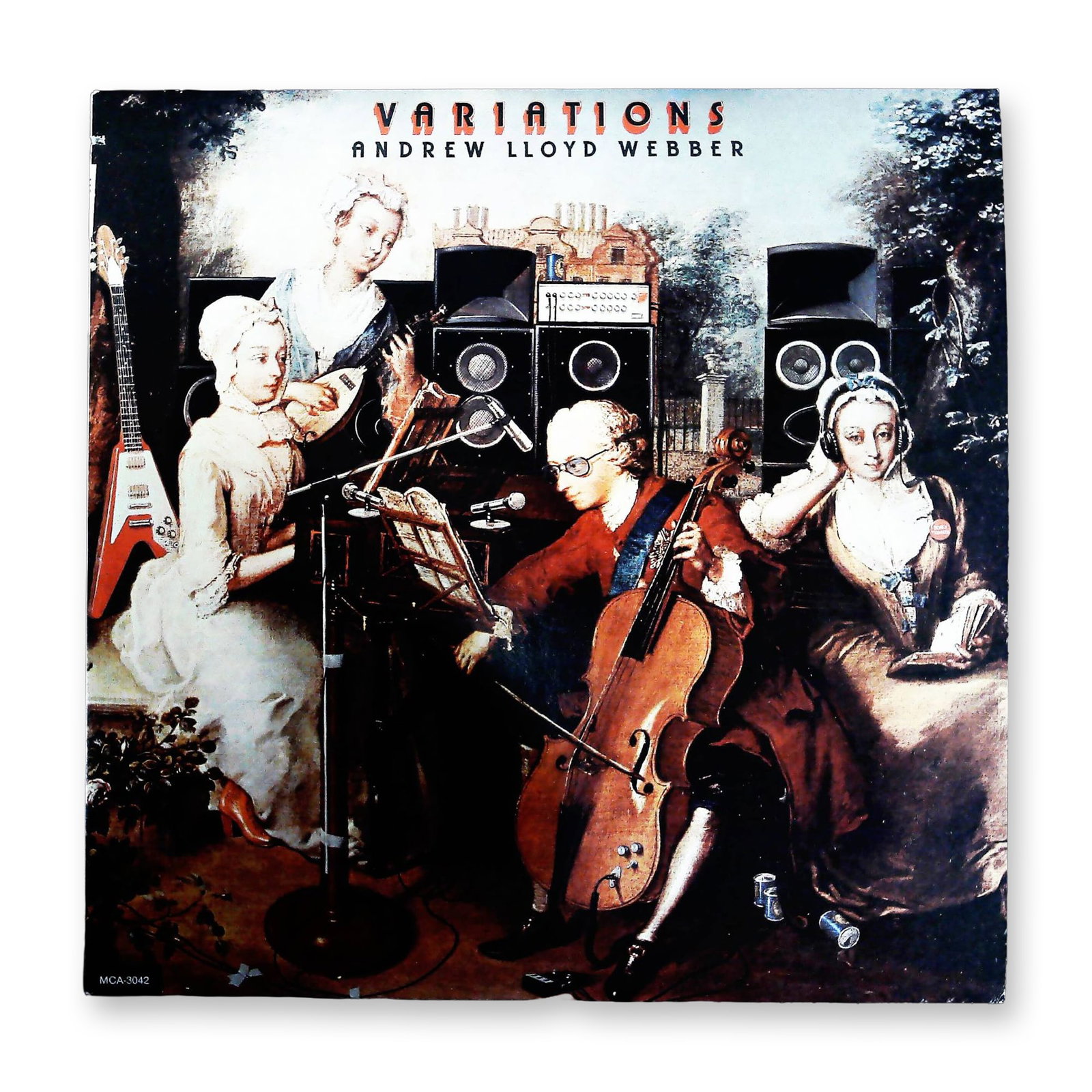 Andrew Lloyd Webber Variations LP MCA-3042: A single 12-inch black vinyl LP record, Andrew Lloyd Webber's 1978 album Variations, released on the MCA Records label with catalogue number MCA-3042. The album features performances by notable musici