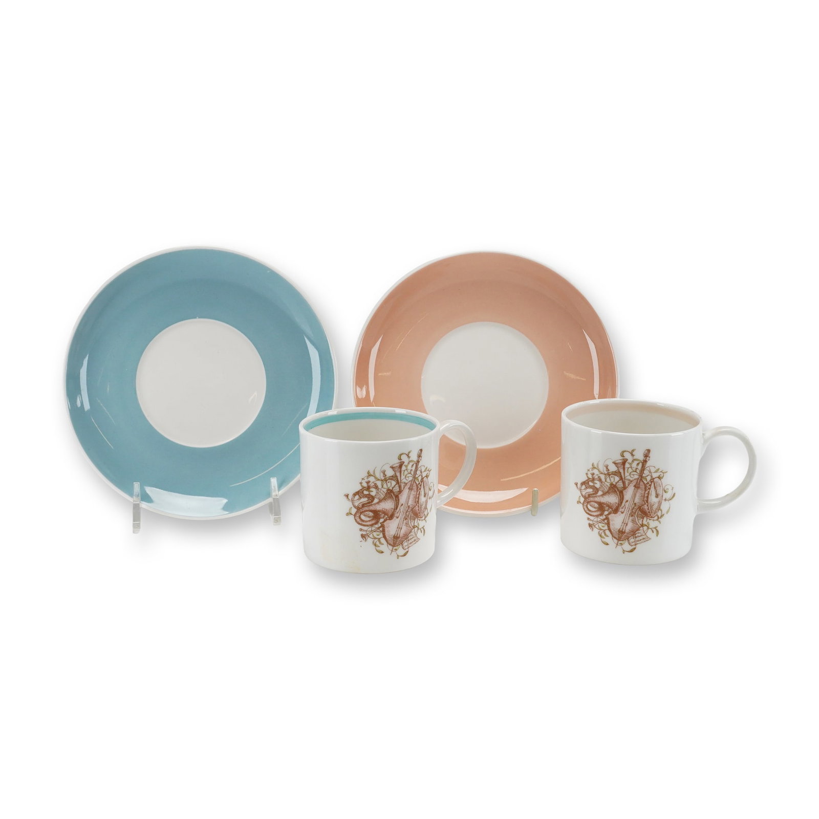 4pc Susie Cooper Bone China Musical Coffee Cups and Saucers (1 of 4)