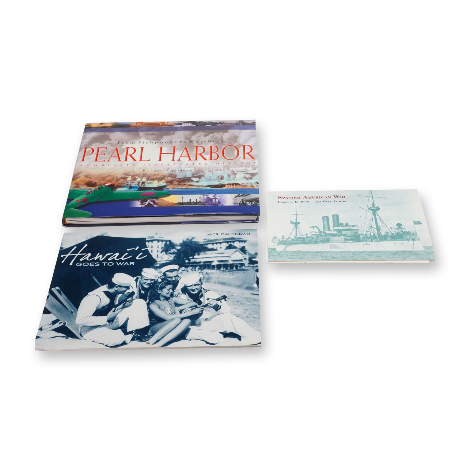 Three WW2 Items Including Seiden, Allan. Pearl Harbor. Belford, Middlebrook & Co., 1998. (Signed): This collection features 3 ww2 items and related naval history publications. The primary volume is Seiden, Allan. Pearl Harbor: A Complete Illustrated History. Published by Belford, Middlebrook & Co. 