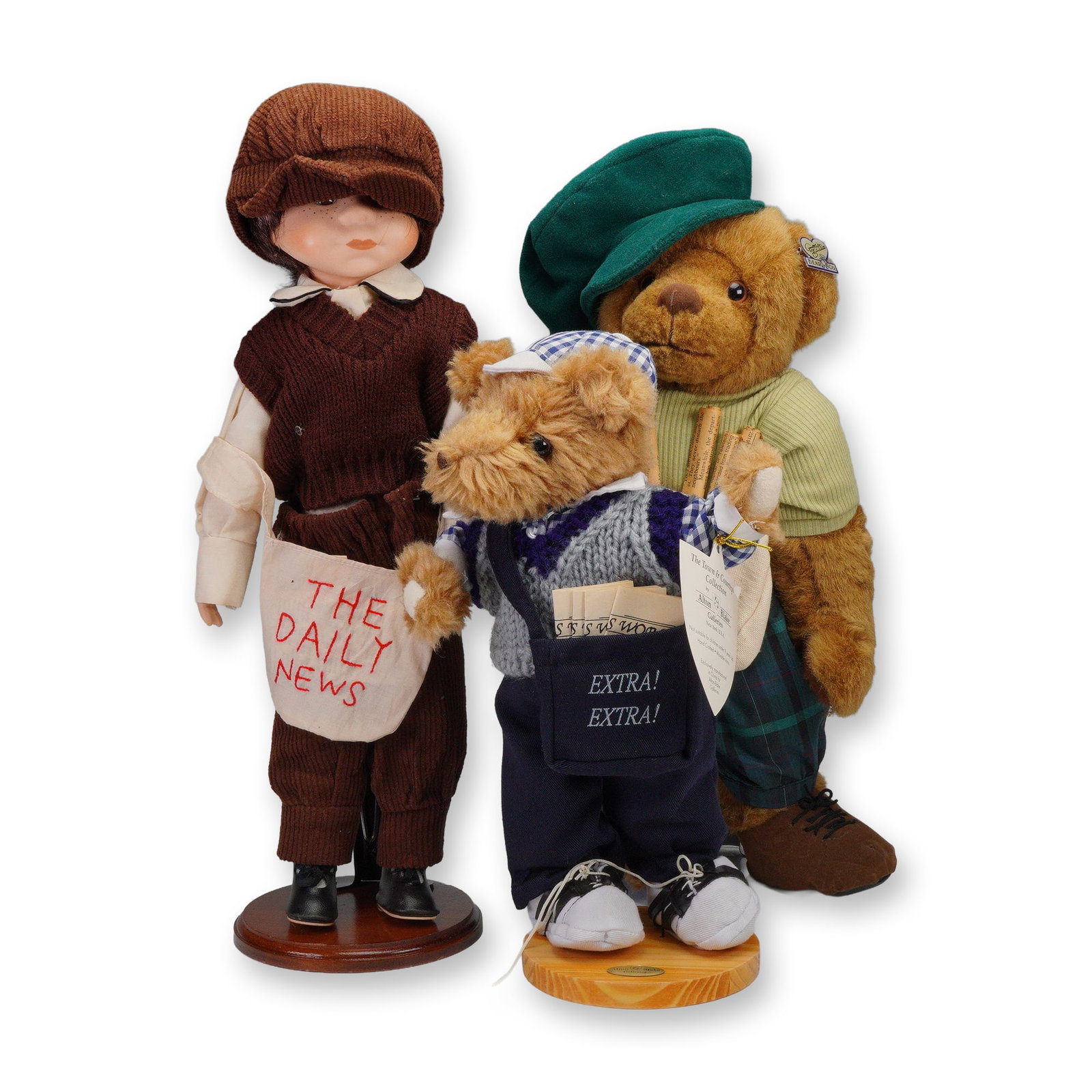 3pc Newspaper Theme Teddy Bears and Doll (1 of 6)