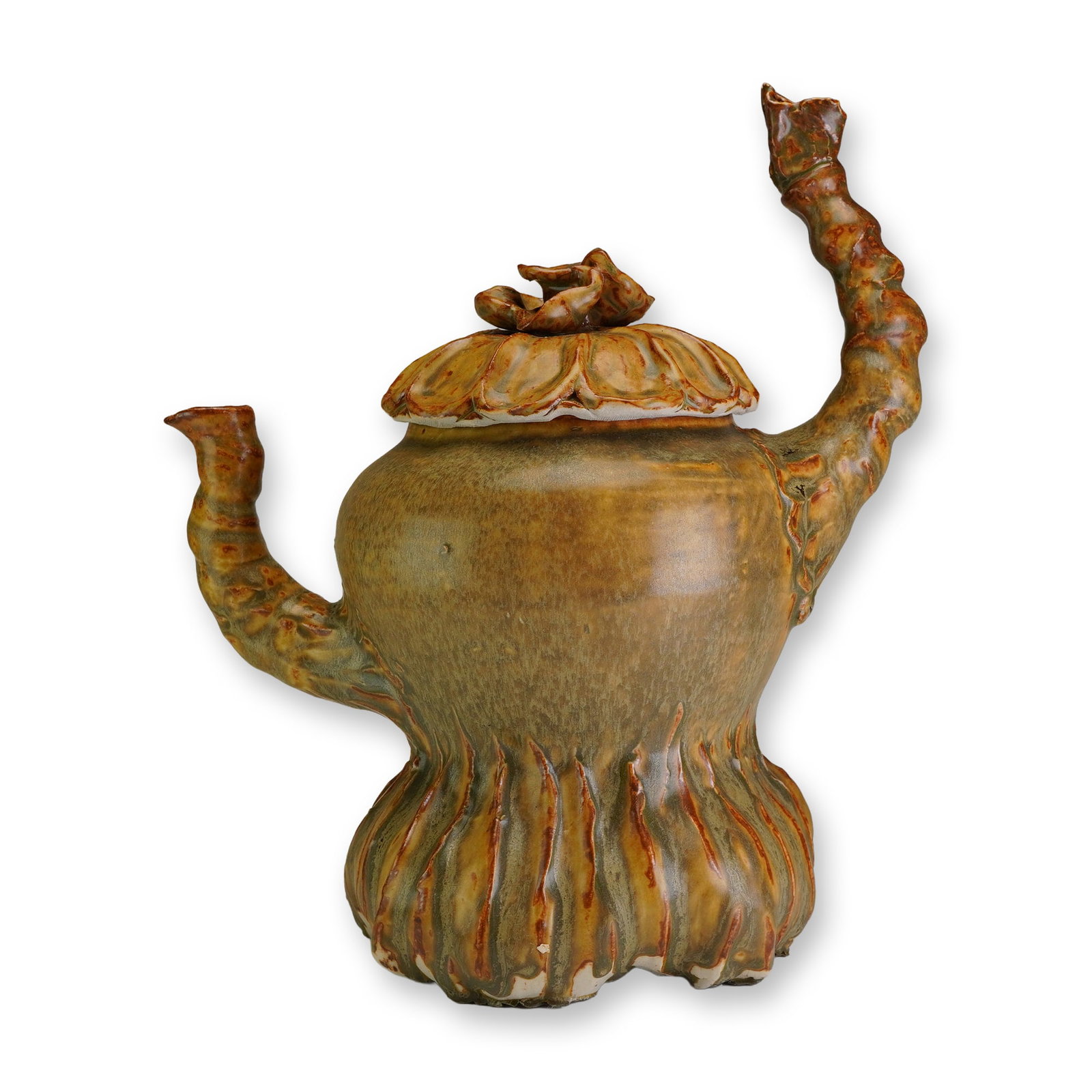 Contemporary Studio Pottery Sculptural Teapot with Organic Glaze (1 of 3)