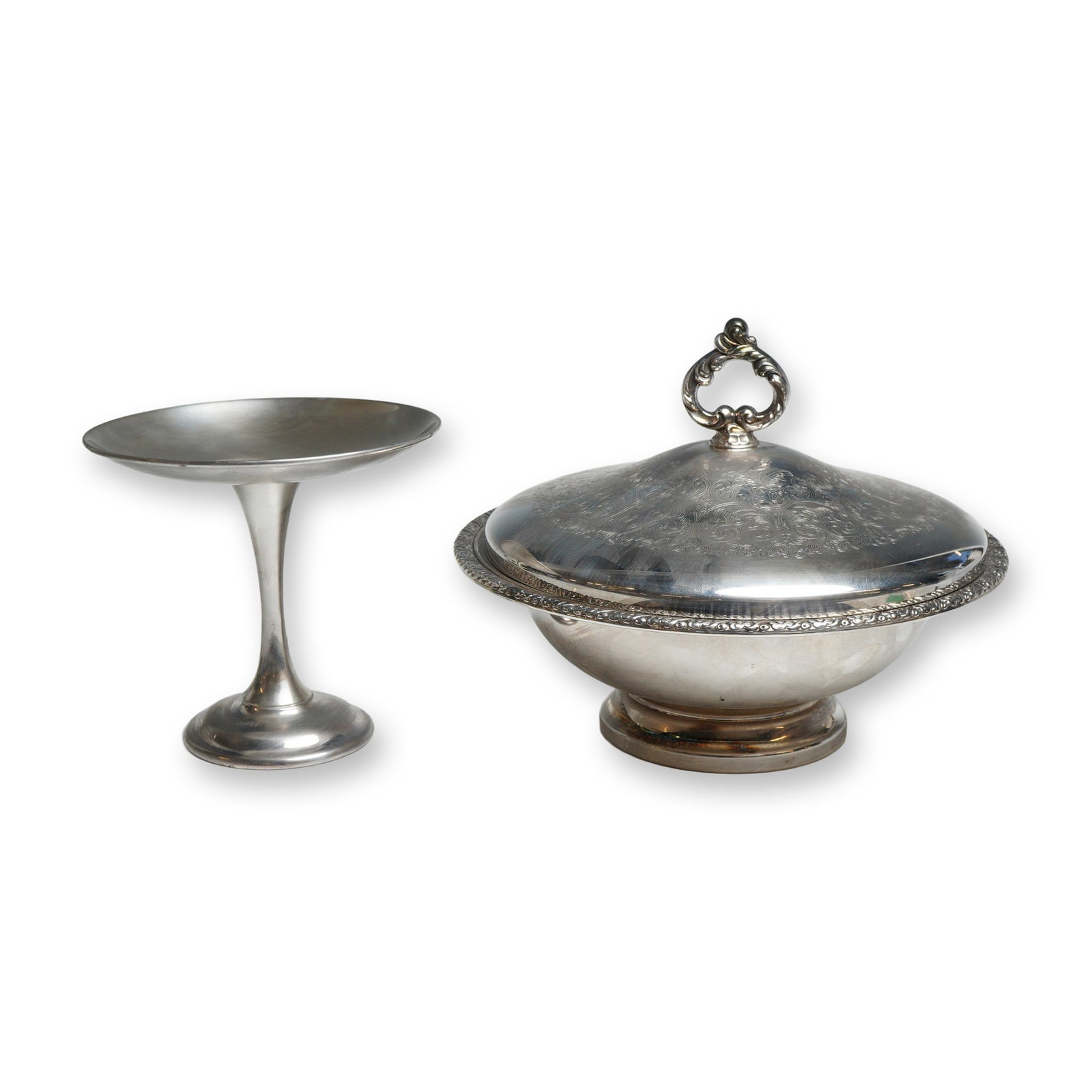 2pc Oneida and B.M. Mounts Silverplated Serving Dish with Stand (1 of 5)