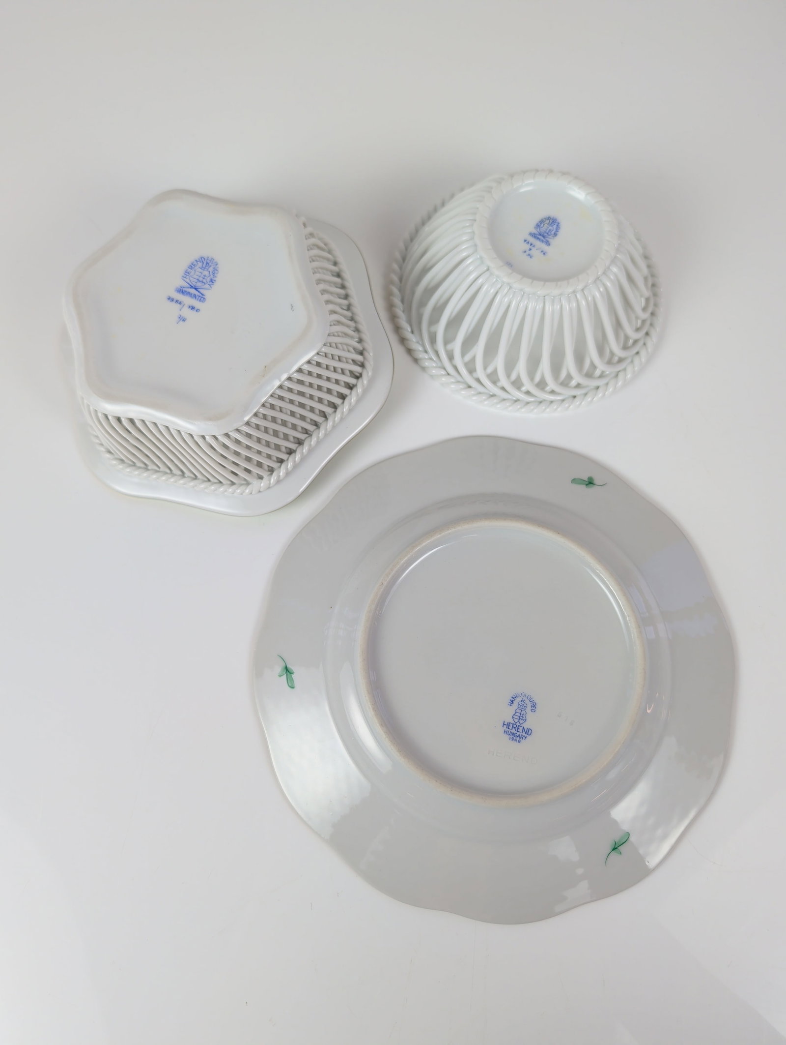 3pc Herend Hungary Porcelain Tableware - 2