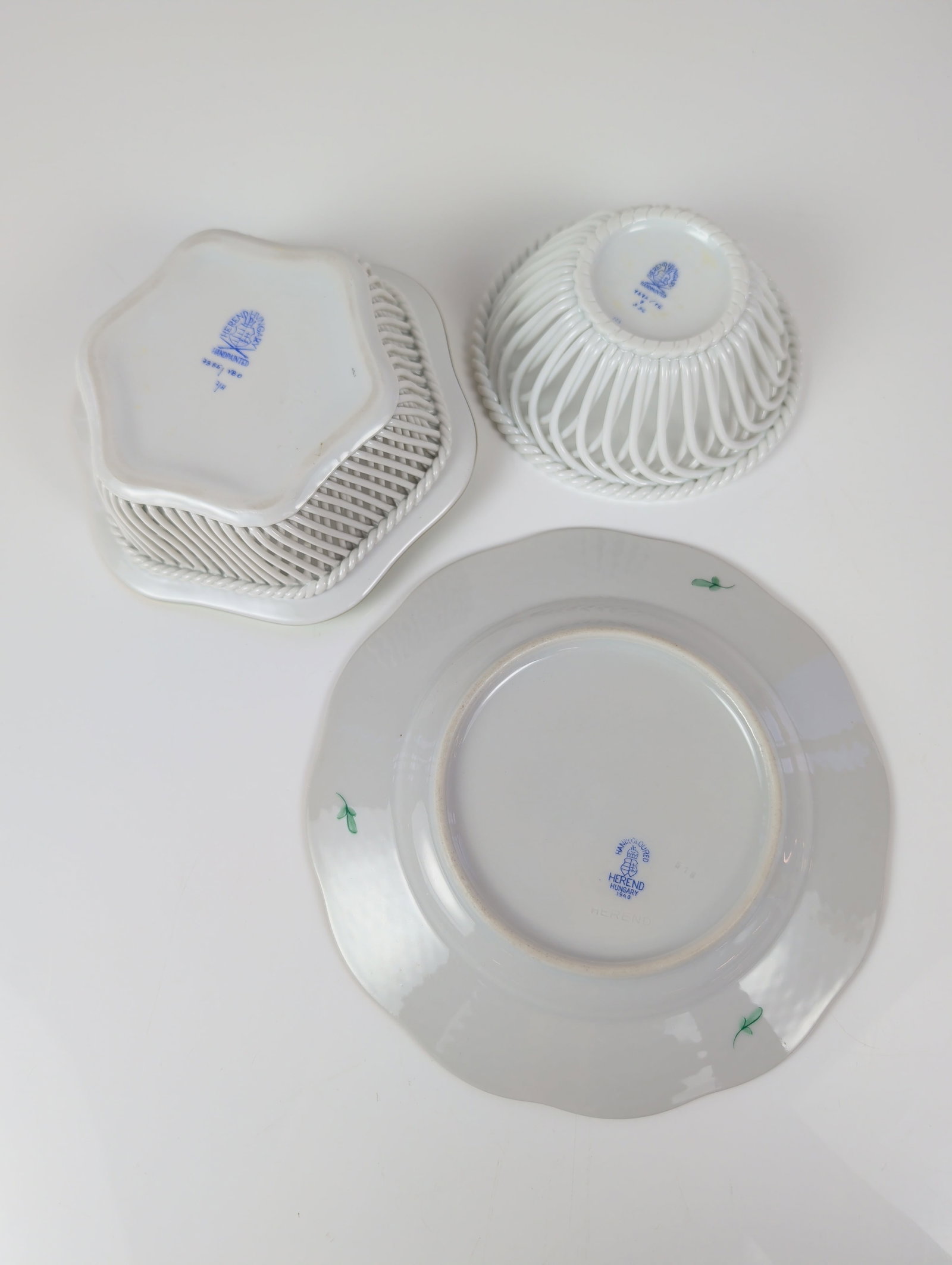 3pc Herend Hungary Porcelain Tableware - 6