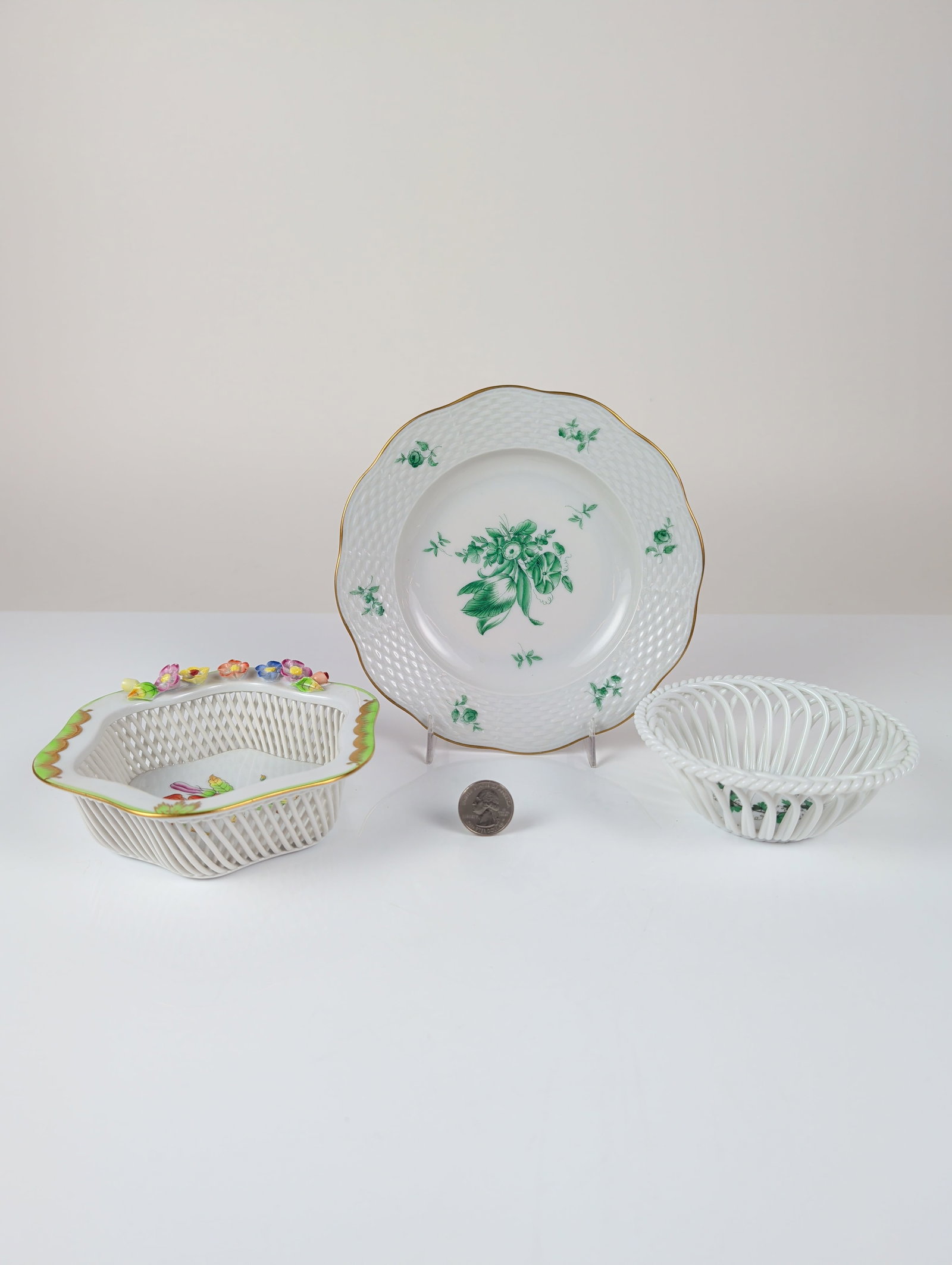 3pc Herend Hungary Porcelain Tableware - 7