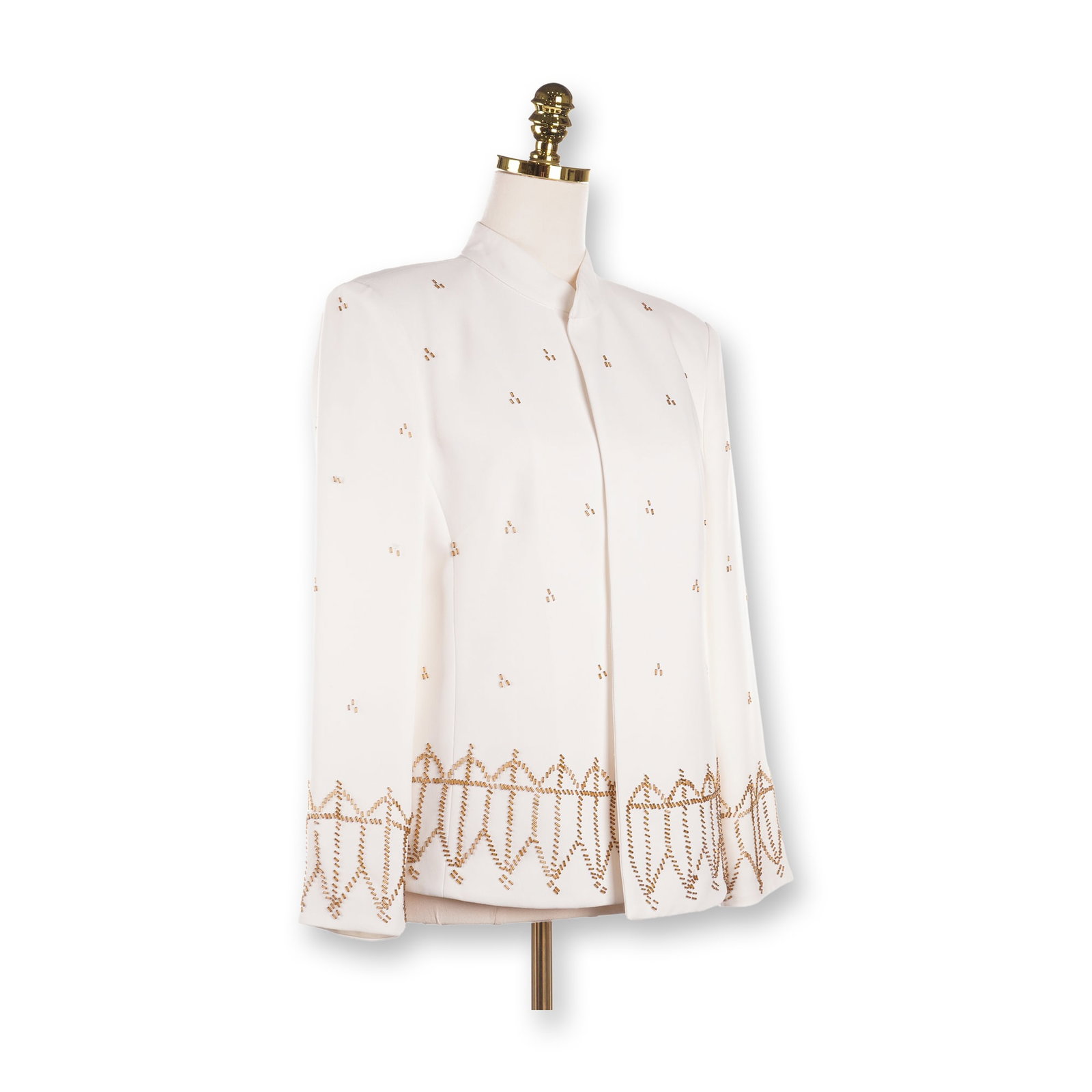 Draper's & Damon's White Evening Jacket w/ Gold Tone Beaded Accents (1 of 5)