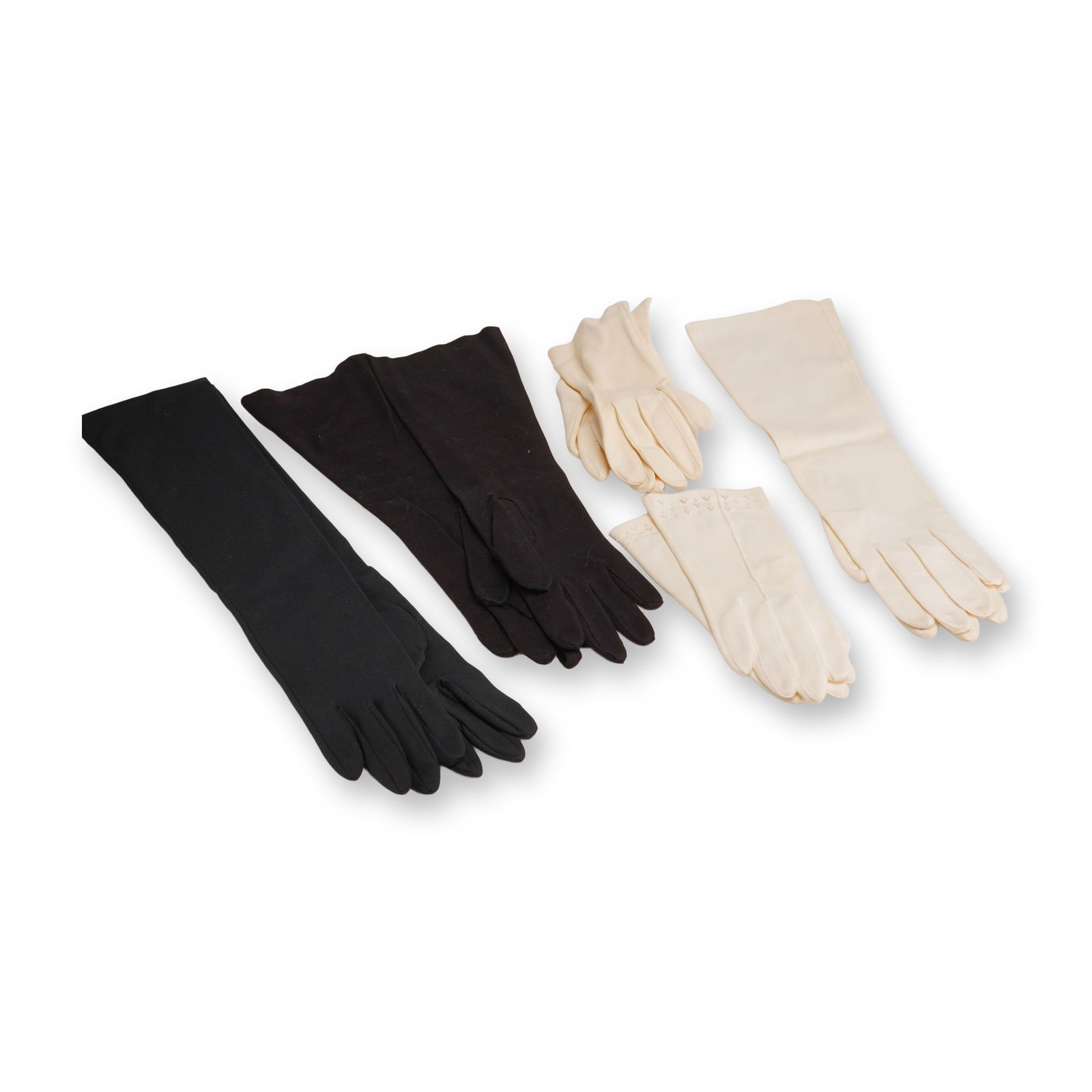 Collection of 4 Pairs of Vintage Synthetic Jersey Evening Gloves (1 of 4)