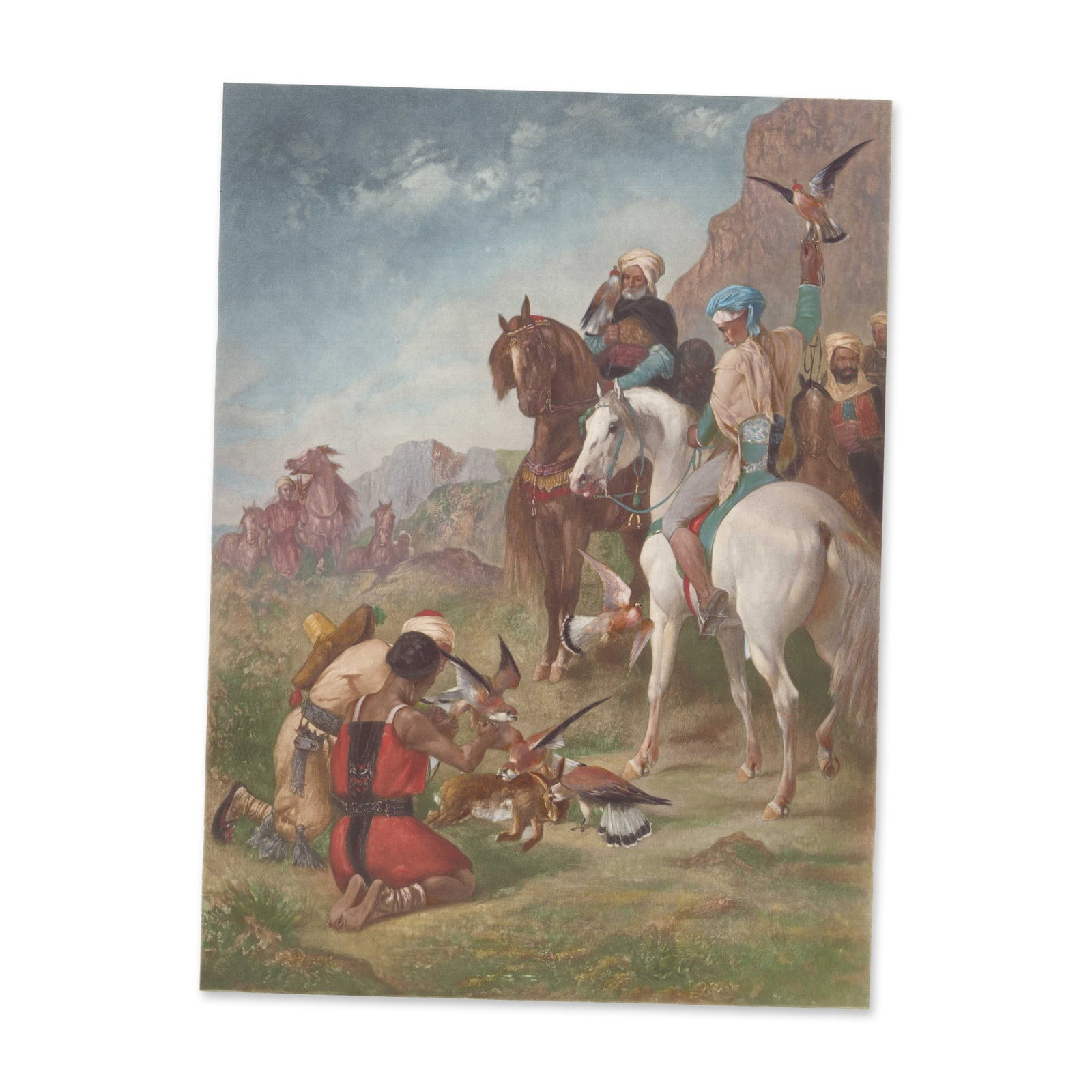 Eugene Fromentin Chromolithograph Falcon Hunt in Algeria (1 of 1)