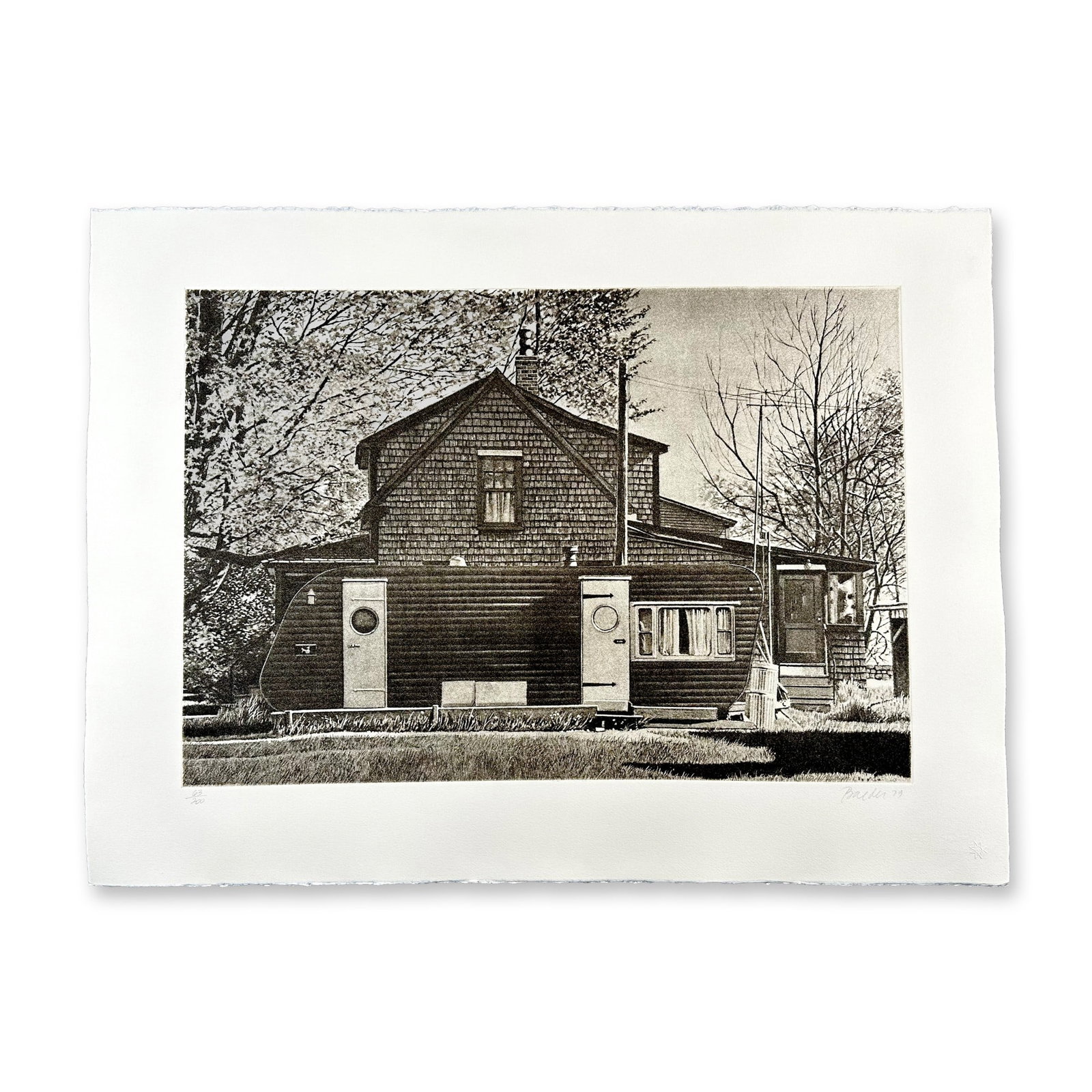 John Baeder (1938), Screenprint, House With Trailer, Signed (1 of 4)