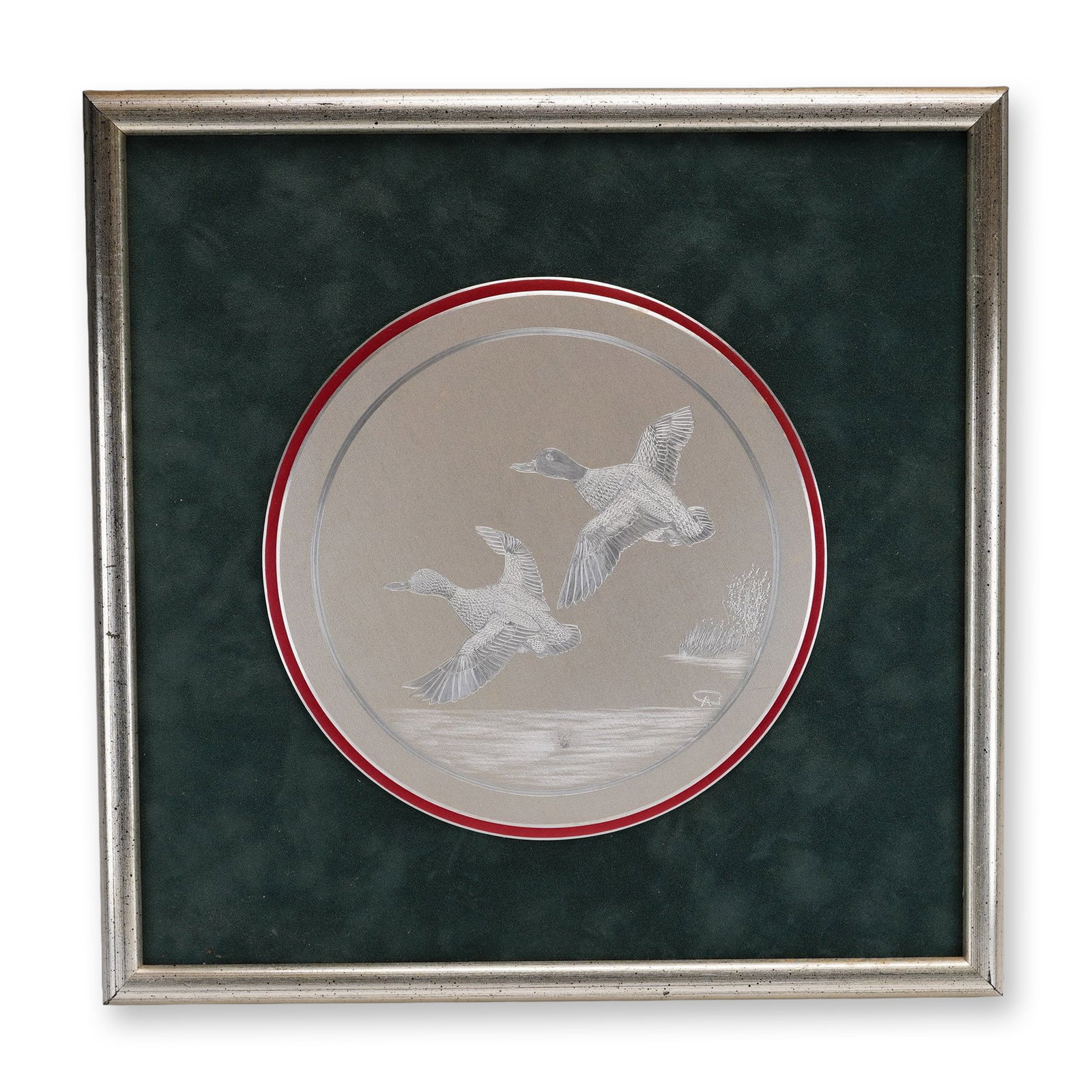 Bernhard Rohne Metal Etching Decorative Plate Featuring a Duck Illustration (1 of 3)