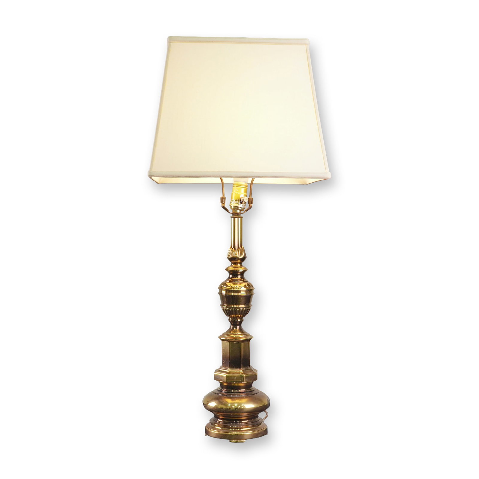 Multi-Tiered Brass Candlestick Style Table Lamp with Shade (1 of 4)