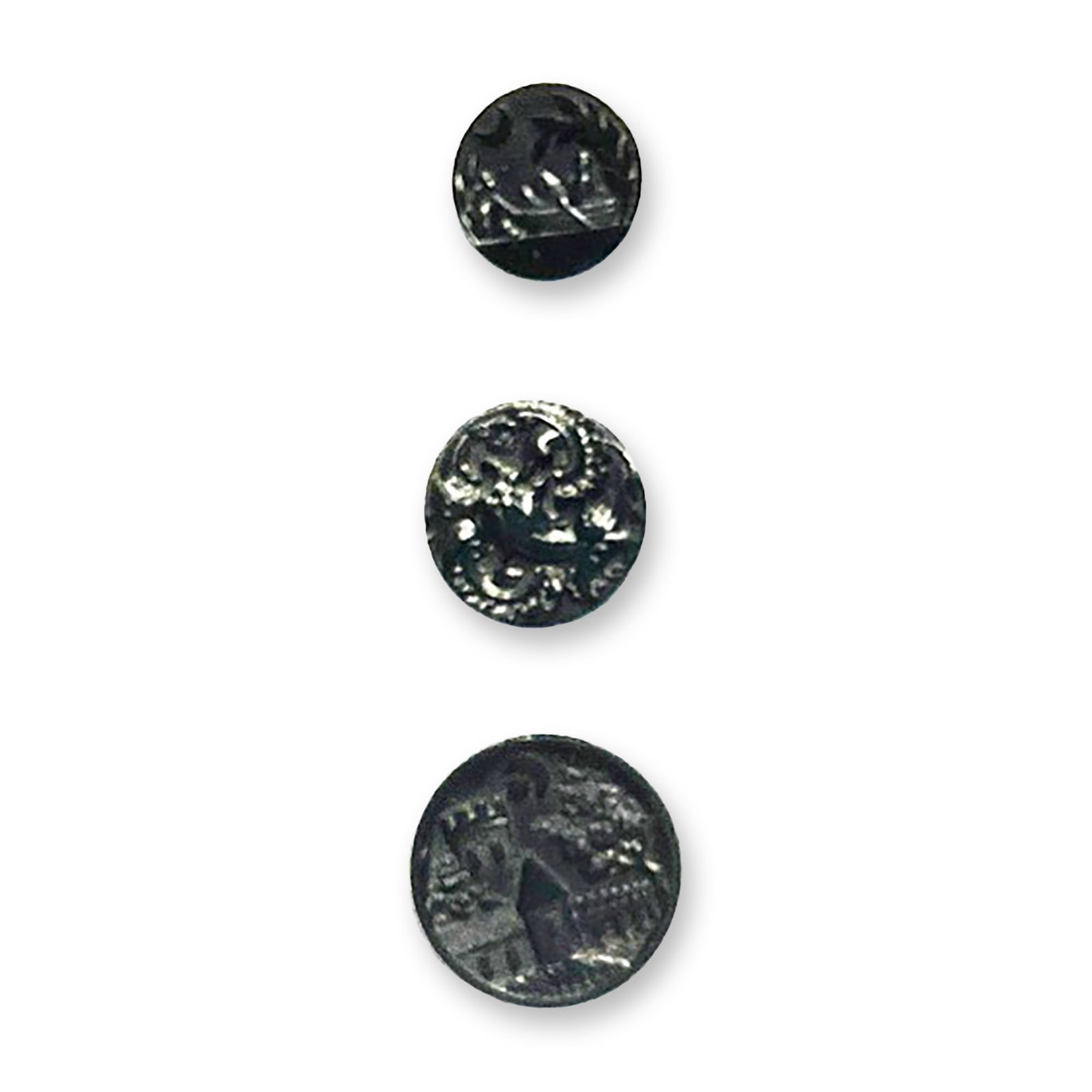 Small card of division 1 pictorial black glass buttons (1 of 5)
