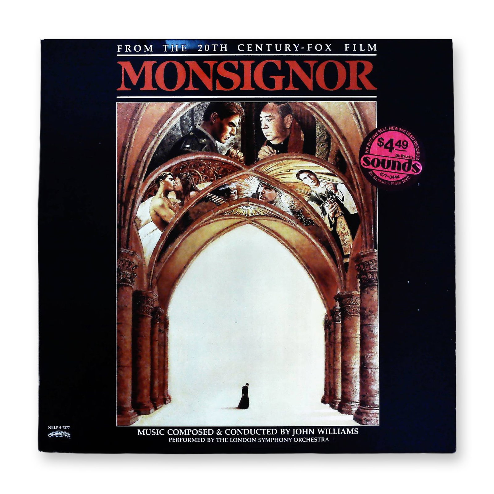 Monsignor Original Motion Picture Soundtrack LP: One original motion picture soundtrack record for the 1982 20th Century-Fox film Monsignor. The music was composed and conducted by John Williams and performed by The London Symphony Orchestra. This s