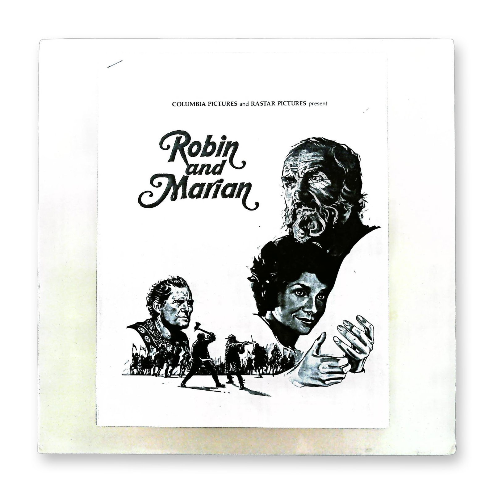 Robin and Marian Promotional Soundtrack Vinyl Record by John Barry: This is a promotional vinyl soundtrack record for the 1976 motion picture Robin and Marian, featuring music composed by John Barry. The record was produced for Columbia Pictures and Rastar Pictures.