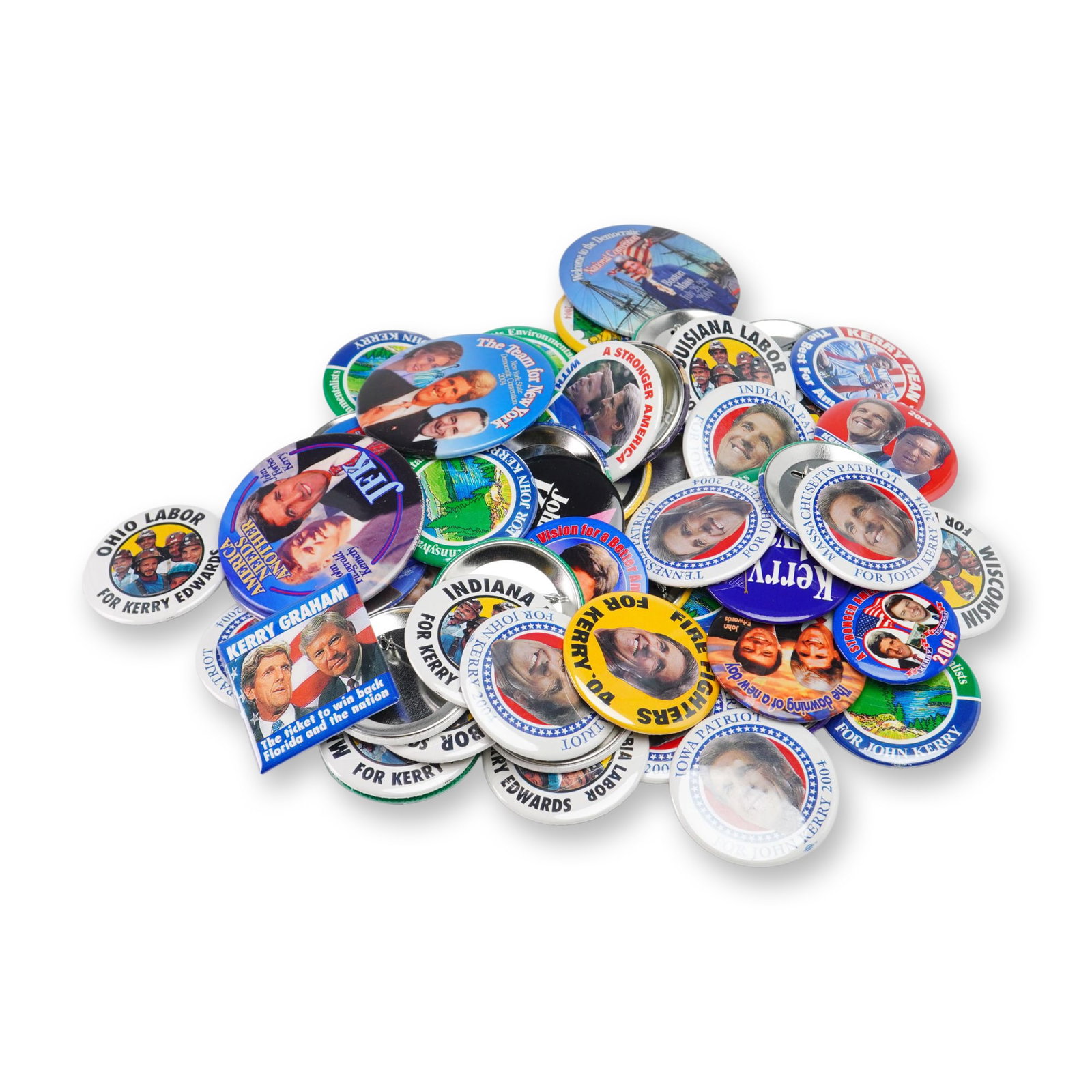 A Collection of Approximately 40 John Kerry and John Edwards 2004 Presidential Campaign Pin-Back (1 of 3)