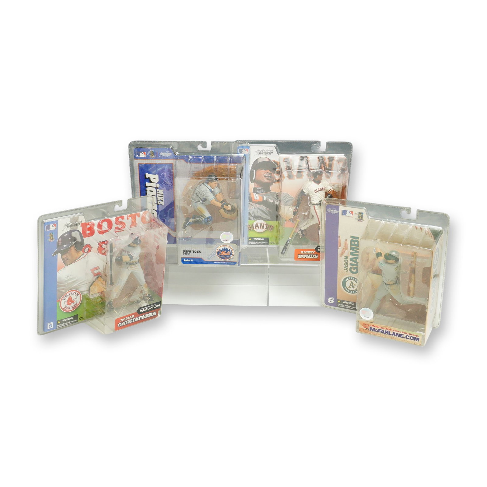 4pc MLB Sports Picks Series Figurines in Boxes: This collection consists of four McFarlane Toys McFarlane's Sportspicks Major League Baseball action figures, each contained within its original unopened factory-sealed clamshell packaging. These 4pc 