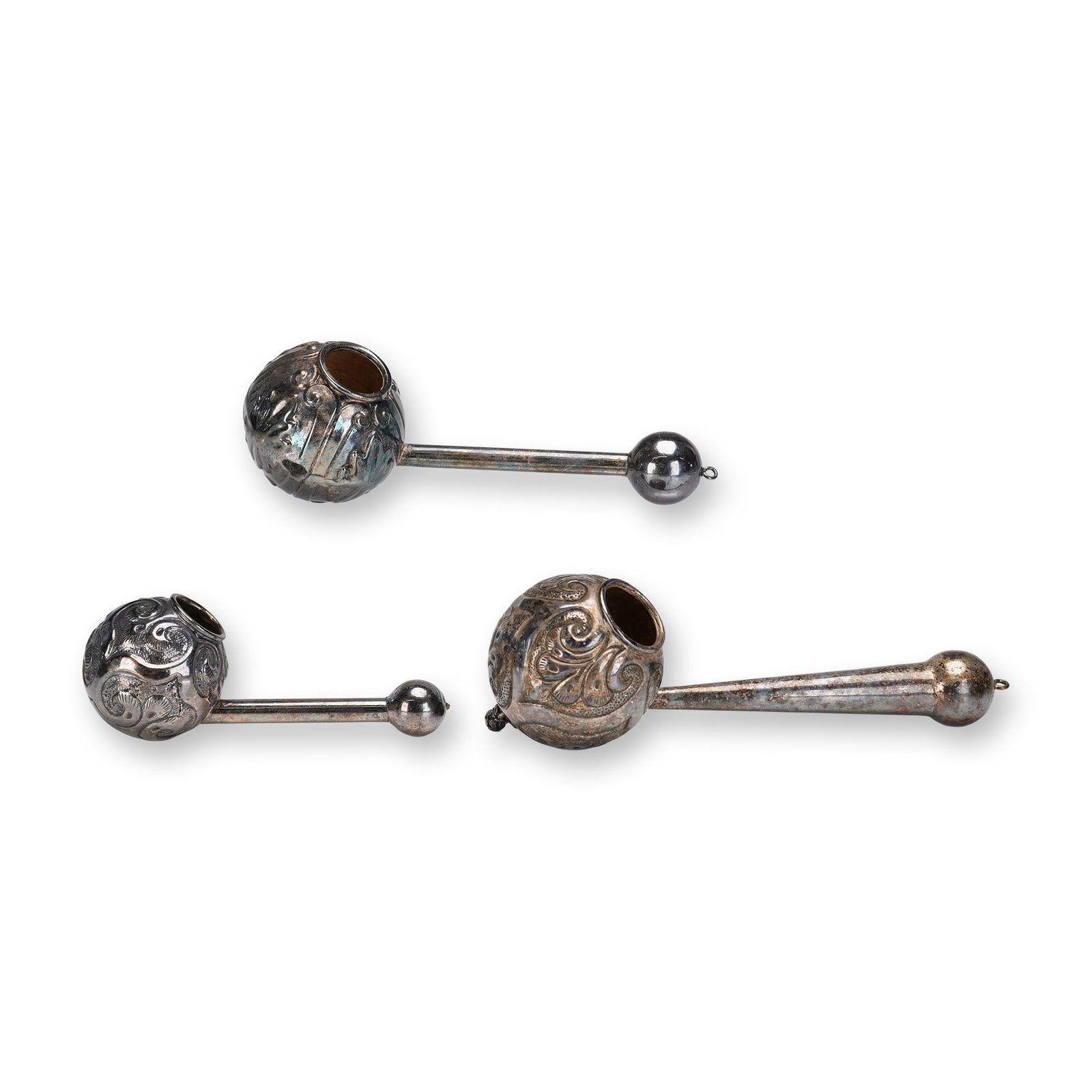3pc Ceremonial Middle Eastern Silver Over Copper Ladles (1 of 3)