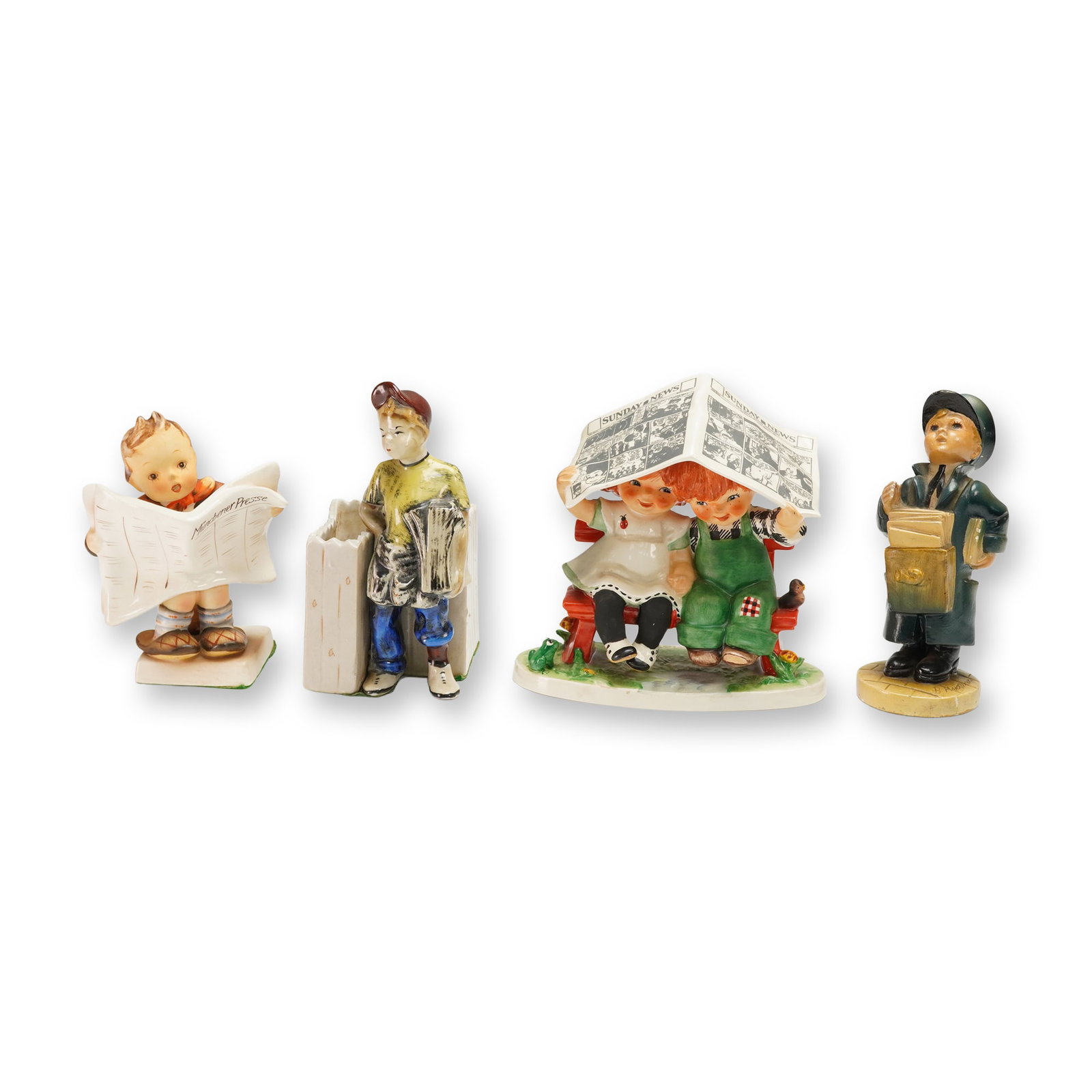 4pc Ceramic Newspaper Children Figurines (1 of 5)