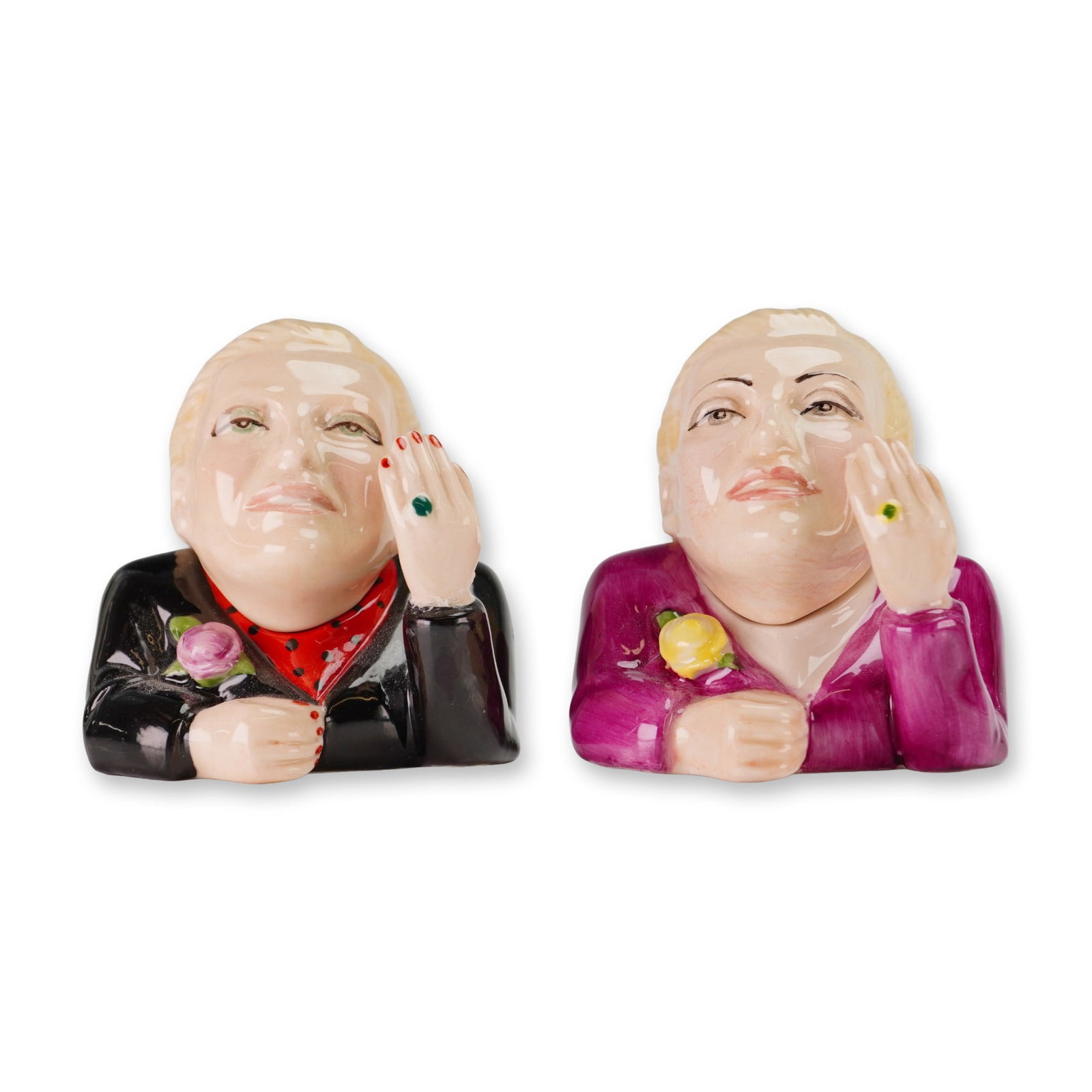 2pc Kevin Francis Eva Peron Ceramic Face Pots, Evita (1 of 4)