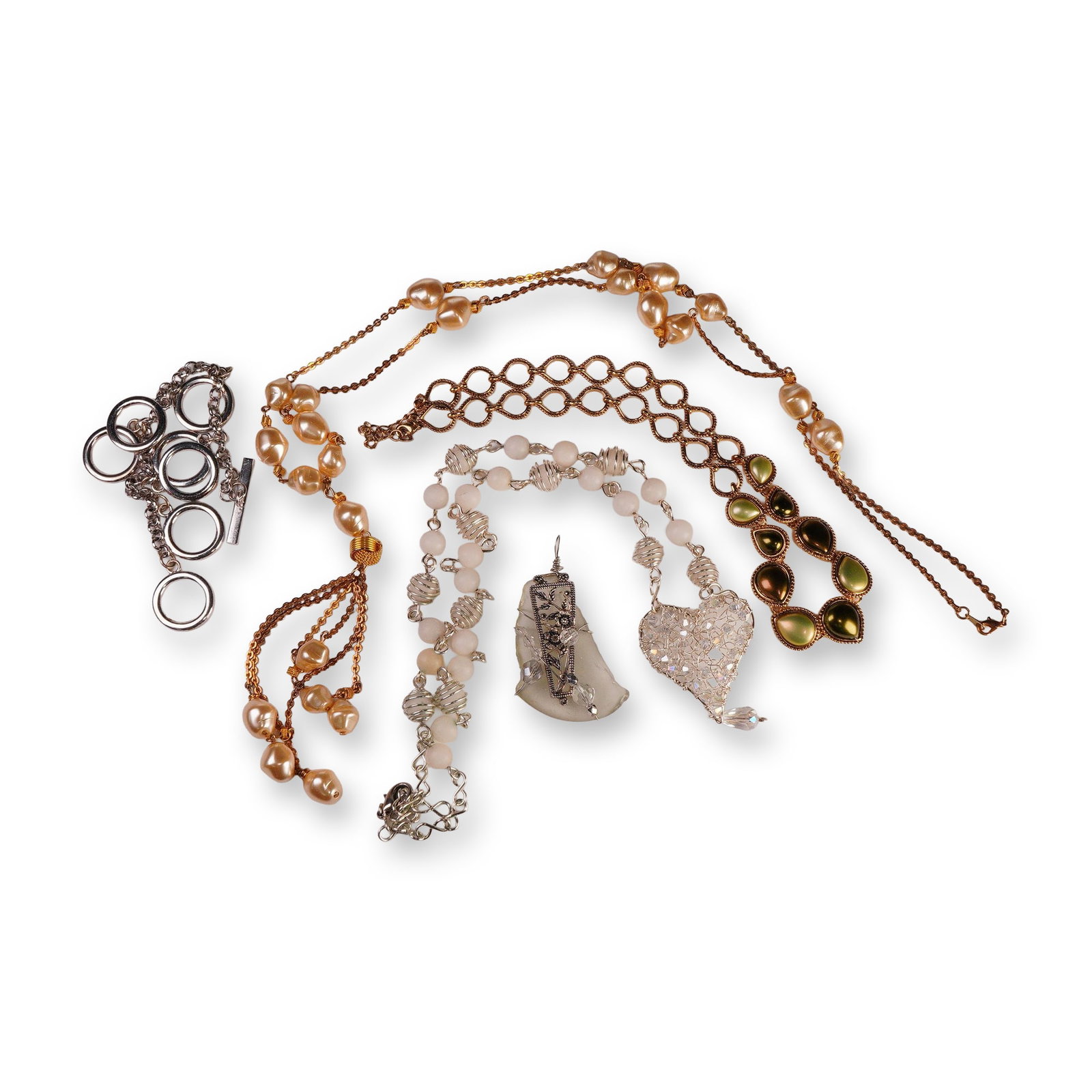 5pc Costume Jewelry Collection- Necklaces, Bracelet and Pendant (1 of 6)