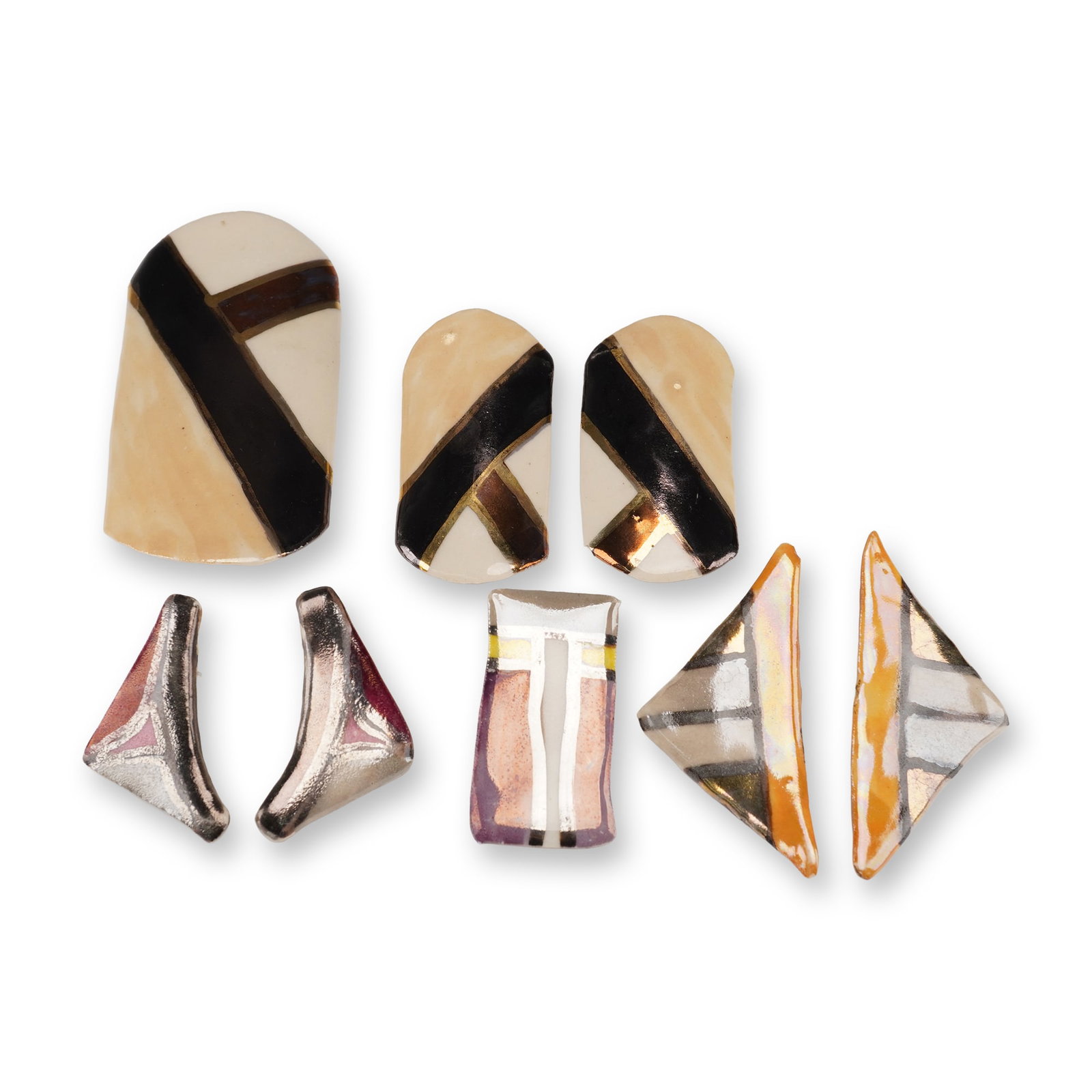8pc Modernist Ceramic Earrings and Brooch (1 of 2)