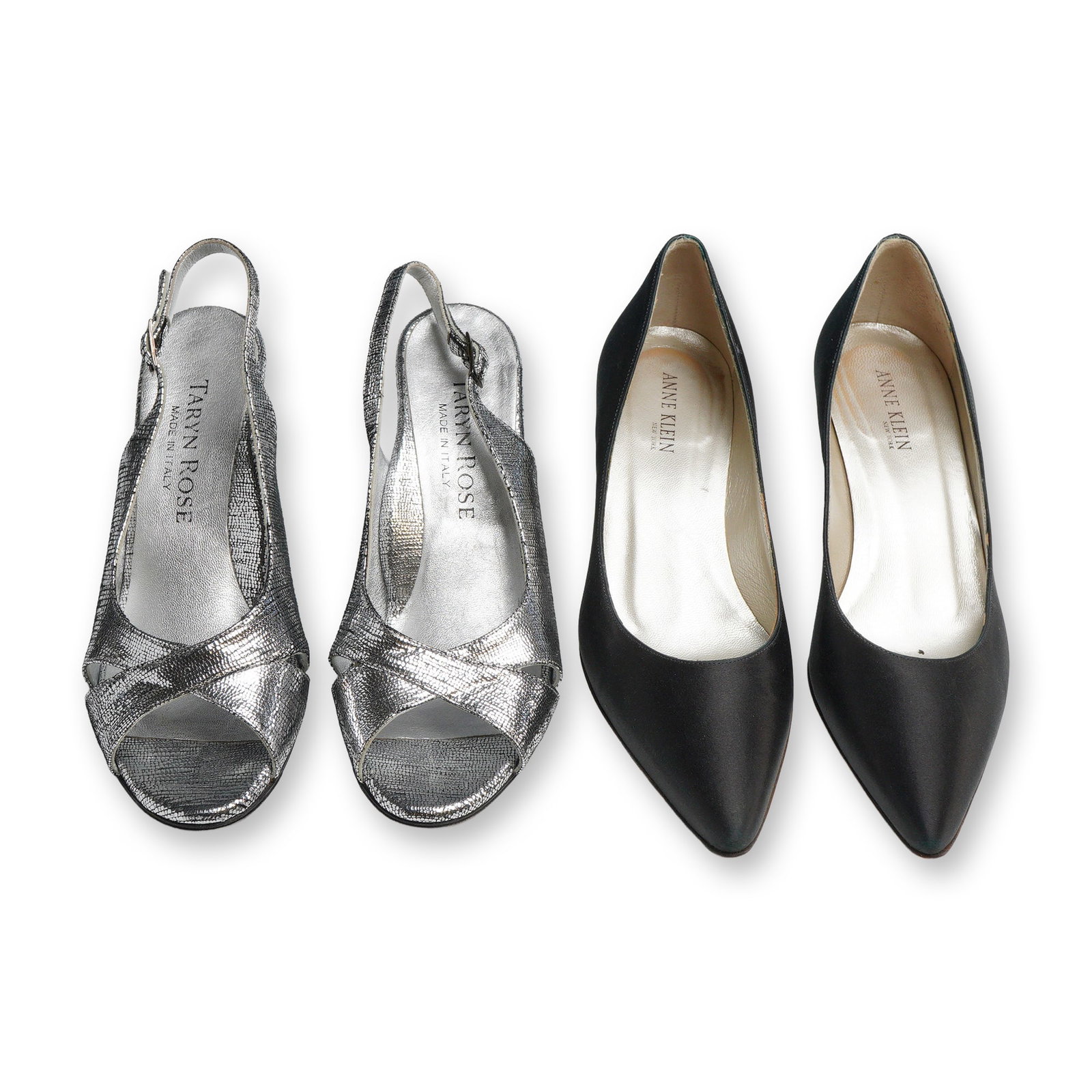 Two Pairs of Designer Silver and Black Heels, Taryn Rose Slingbacks and Anne Klein Pumps (1 of 3)
