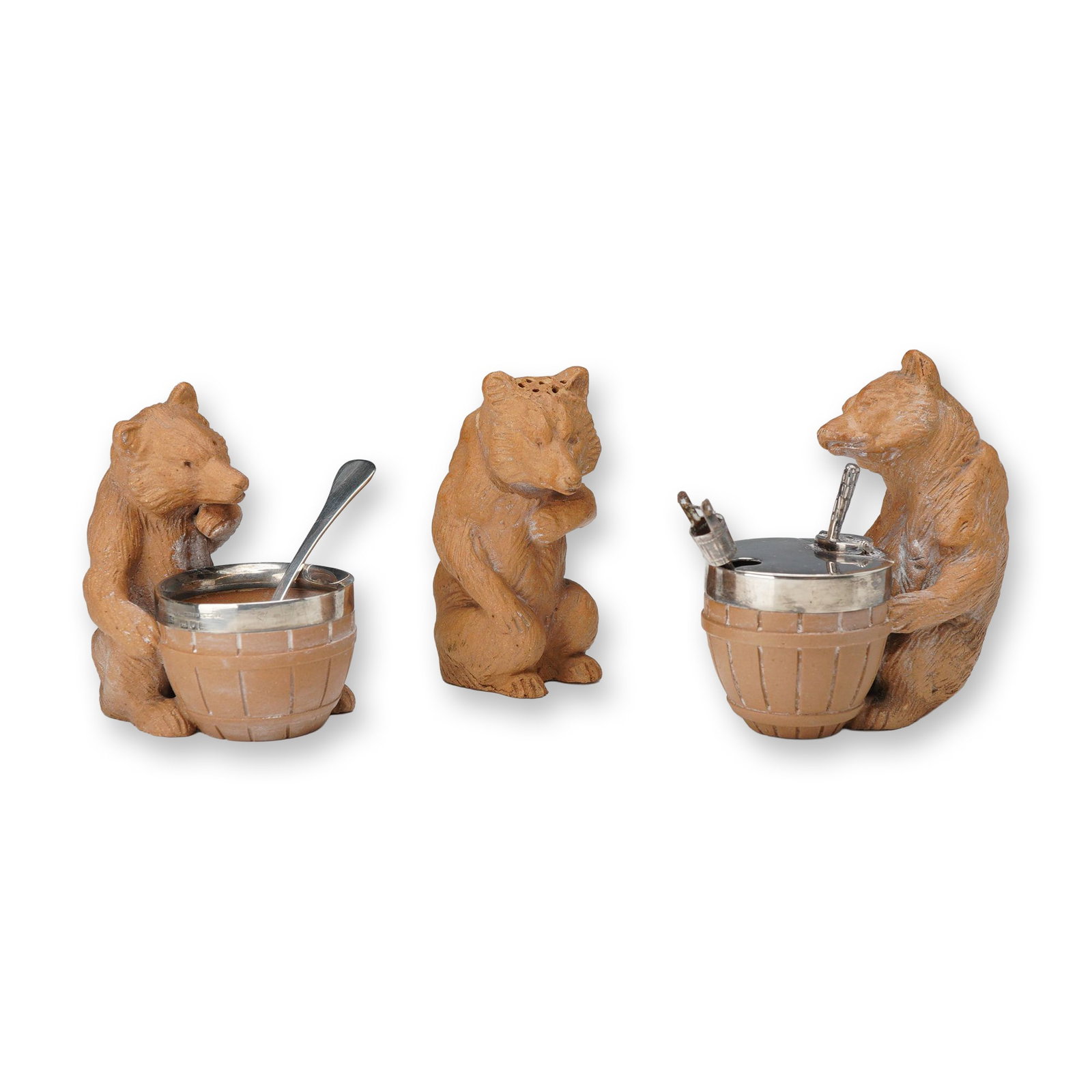 3pc Doulton Lambeth Siliconware with John Grinsell & Sons Silver Bear Cruet Set (1 of 5)