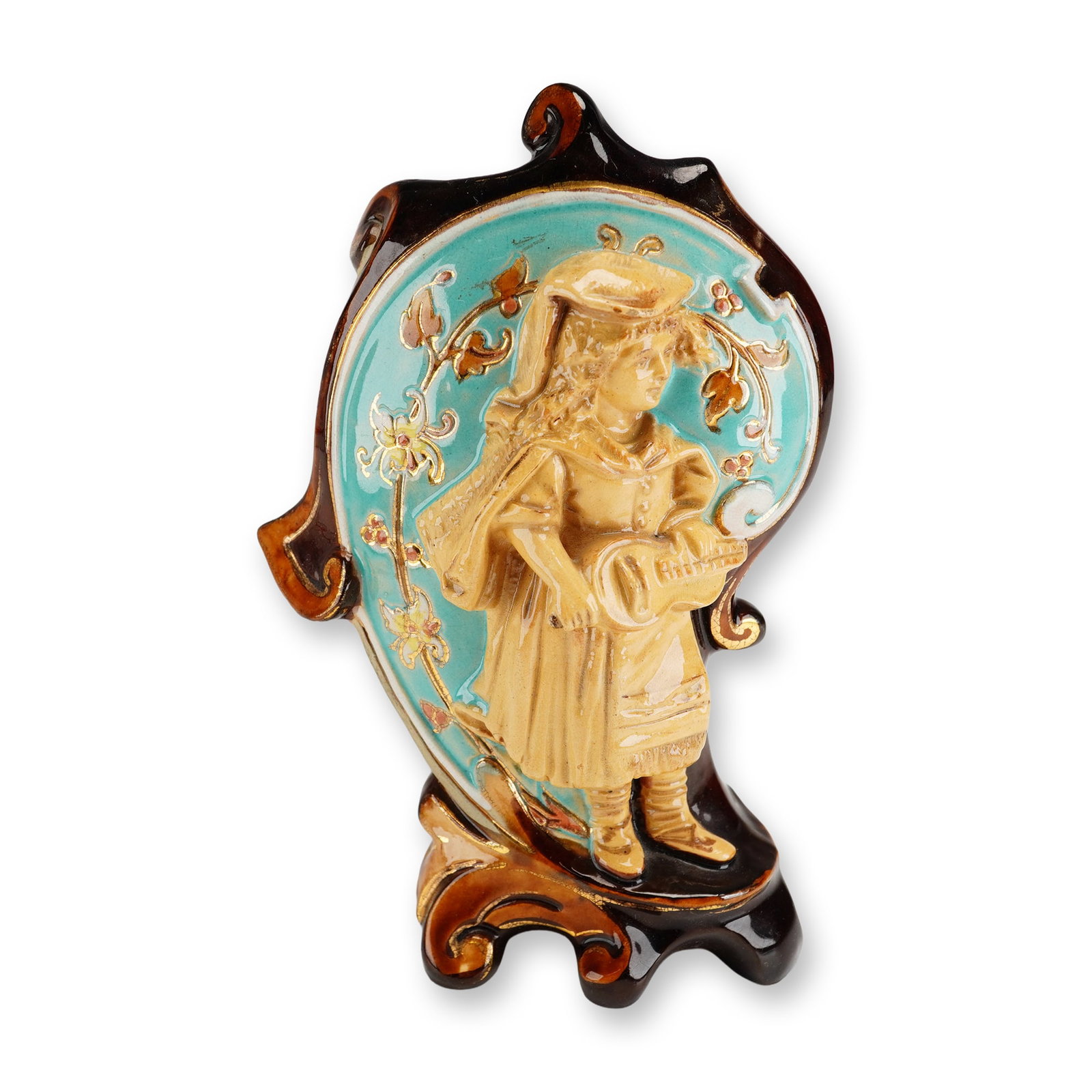 Wilhelm Schiller and Son Art Nouveau Majolica Figural Vase No. 2204 (1 of 3)