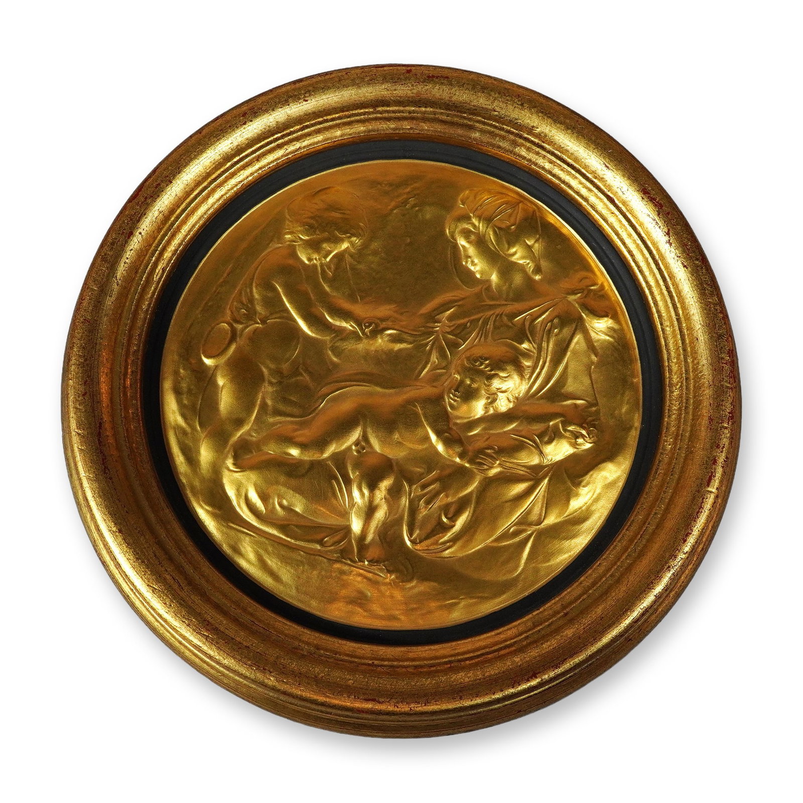 Wedgwood by Arnold Machin After Michelangelo Gilded Ceramic Relief, Madonna and Child (1 of 3)