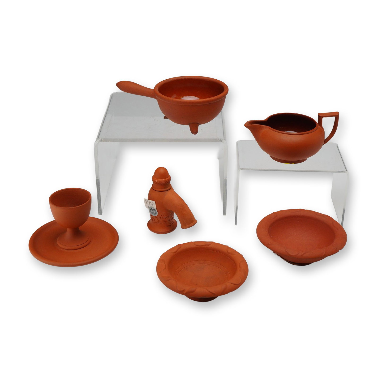 6pc Collection of Wedgwood Rosso Antico Miniature Ceramic Kitchen and Household Items (1 of 3)