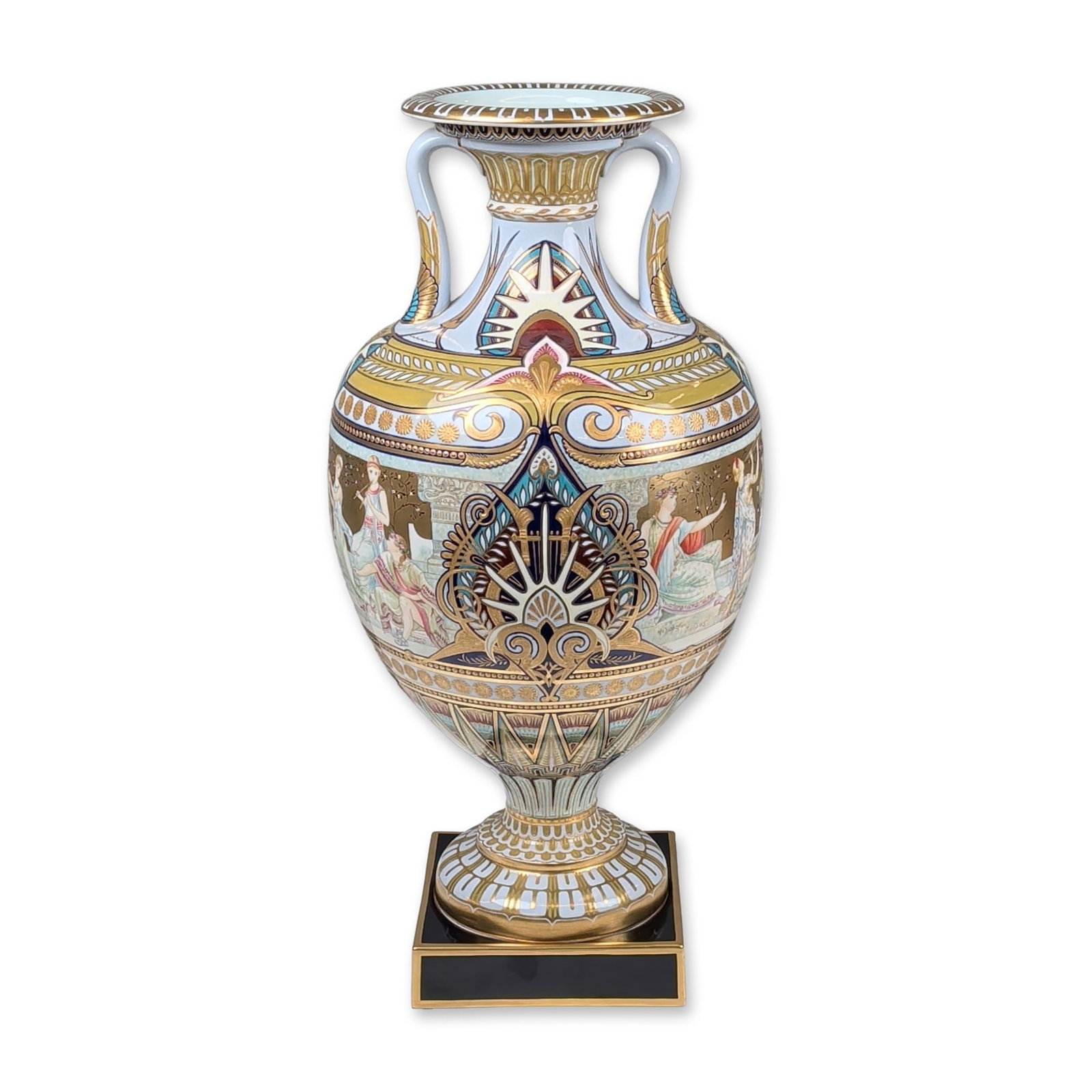 Royal Doulton Minton Bicentenary Porcelain Double-Handle Amphora Vase and Plinth (1 of 7)