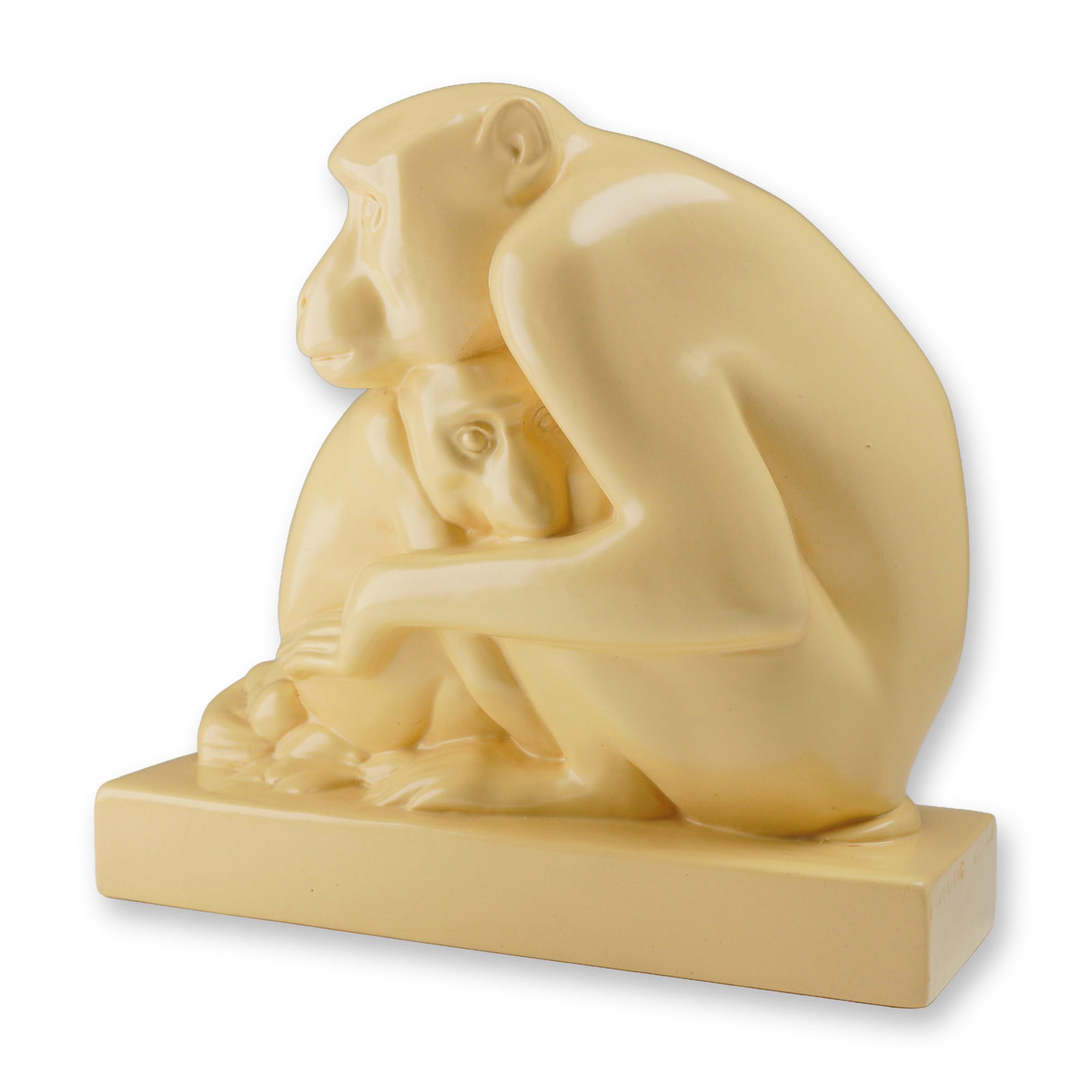 Wedgwood by John Skeaping Art Deco Moonstone Monkey and Young Figurine (1 of 4)