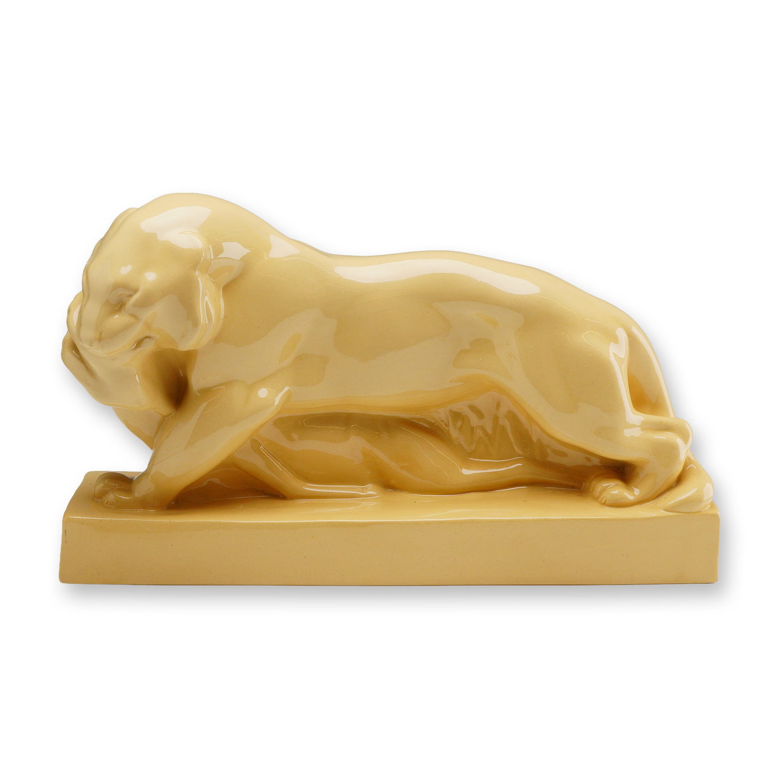 Wedgwood Art Deco John Skeaping Tiger and Buck Sculpture: This Art Deco ceramic animalier sculpture, titled Tiger and Buck, was designed by John Skeaping for Wedgwood. Part of the Dr. Ellis F. Rubin and Suzanne Borow Rubin Collection, the piece depicts a sty