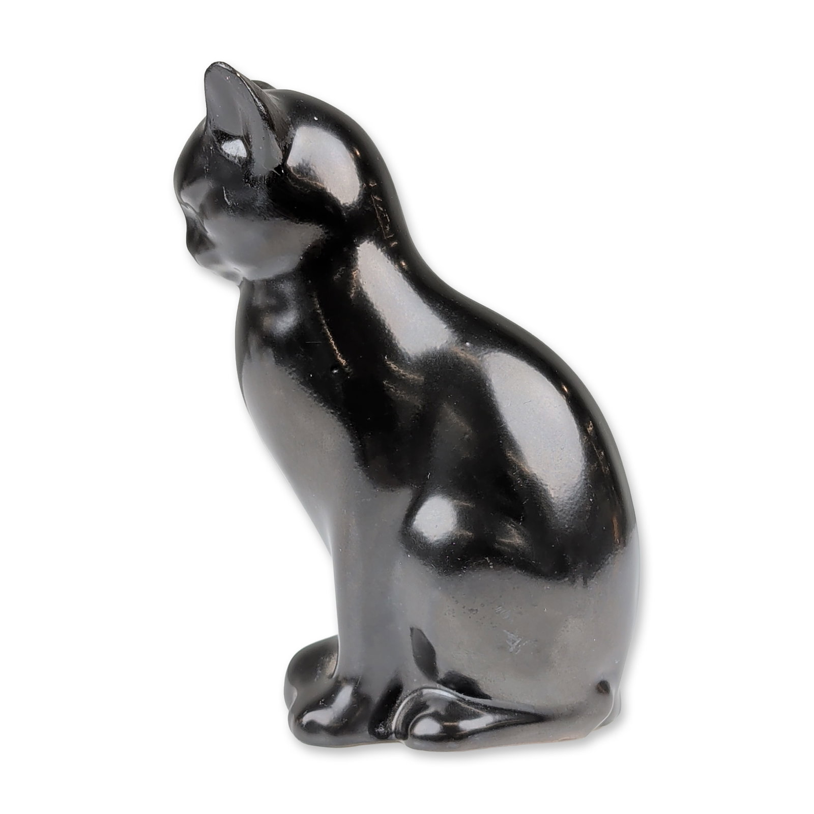 Royal Doulton Black Experimental Glaze Porcelain Figurine, Cat Seated HN109 (1 of 5)