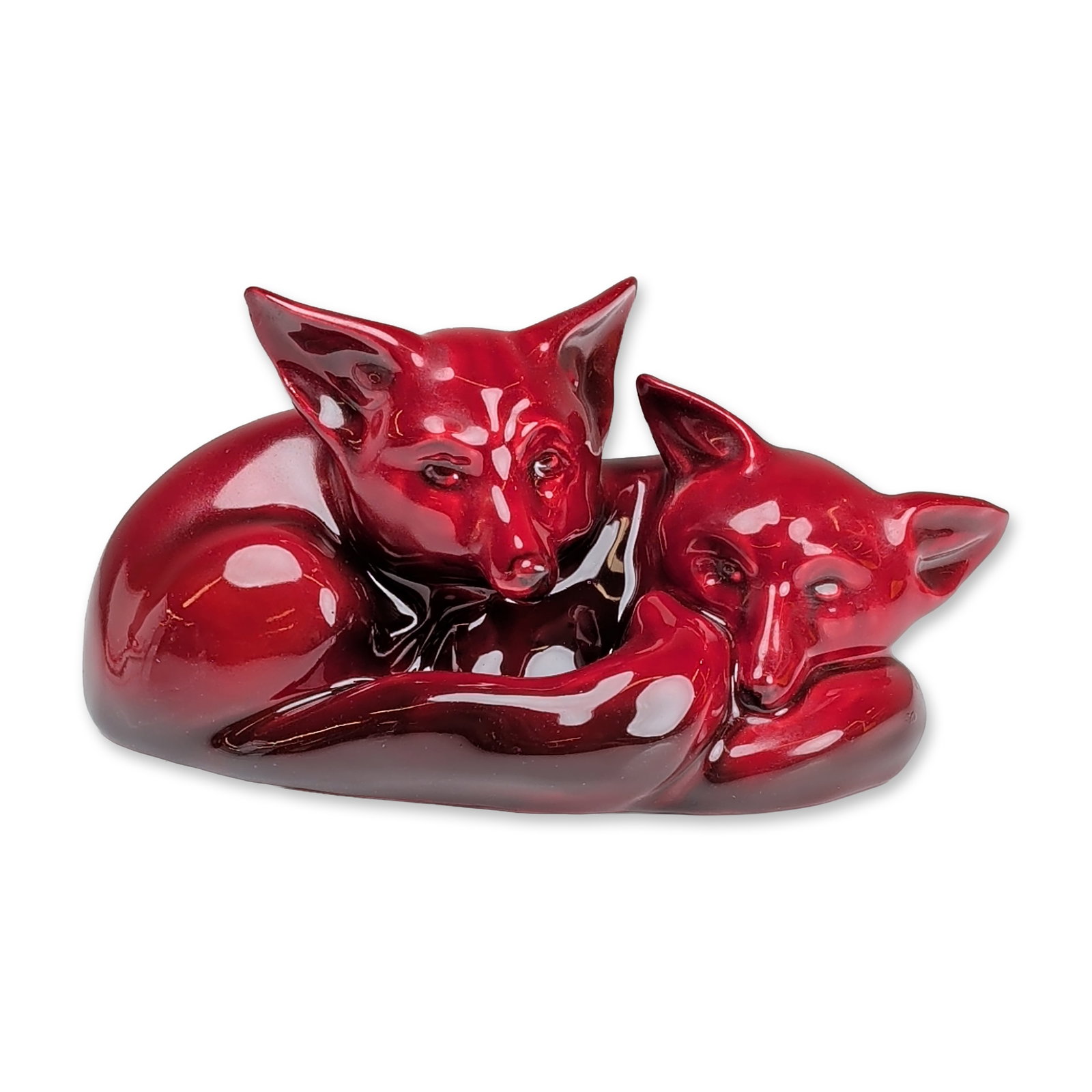 Rare Royal Doulton Flambe Figurine, Foxes Curled - Style Two (1 of 5)
