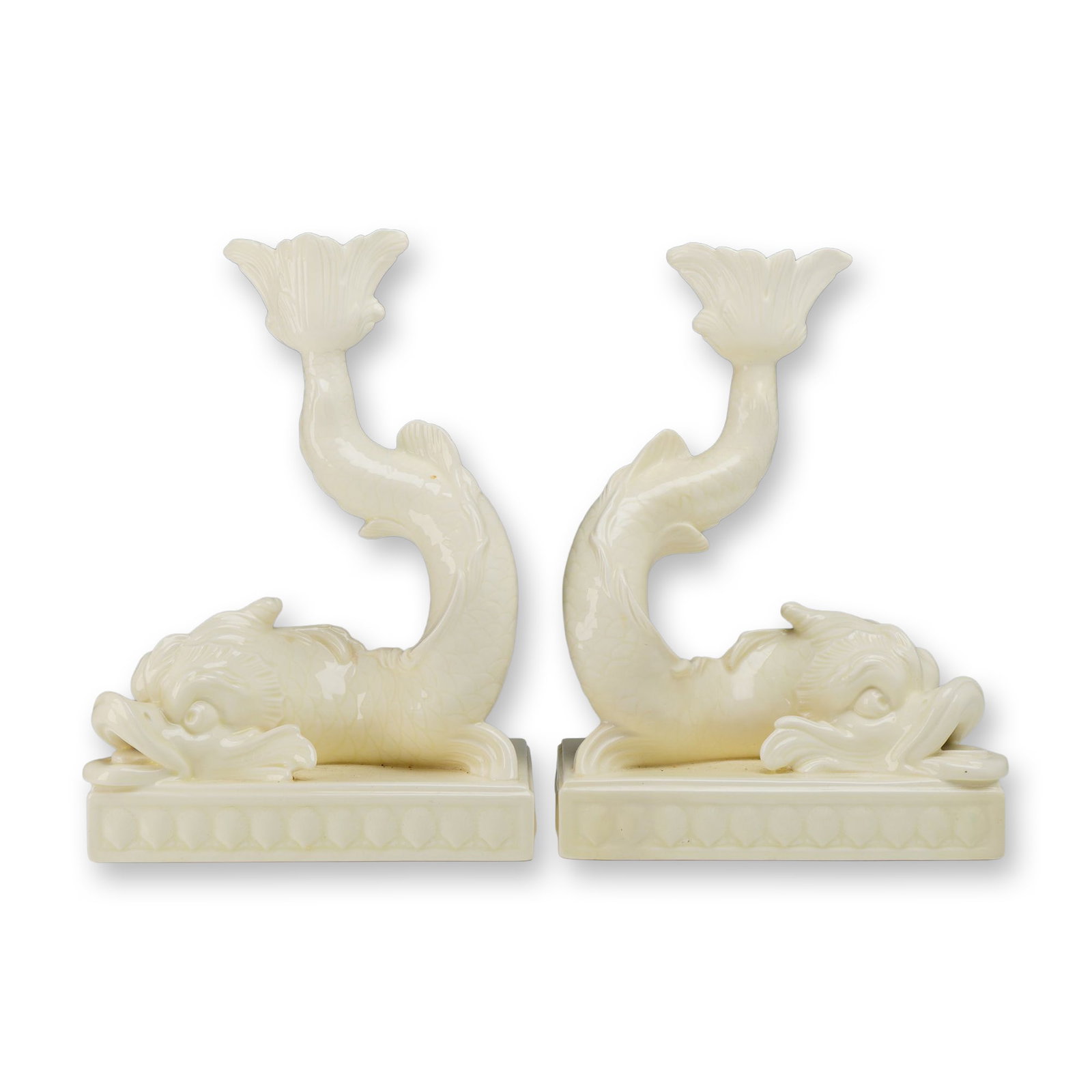 A Pair of Wedgwood Creamware Dolphin Candlesticks (1 of 4)