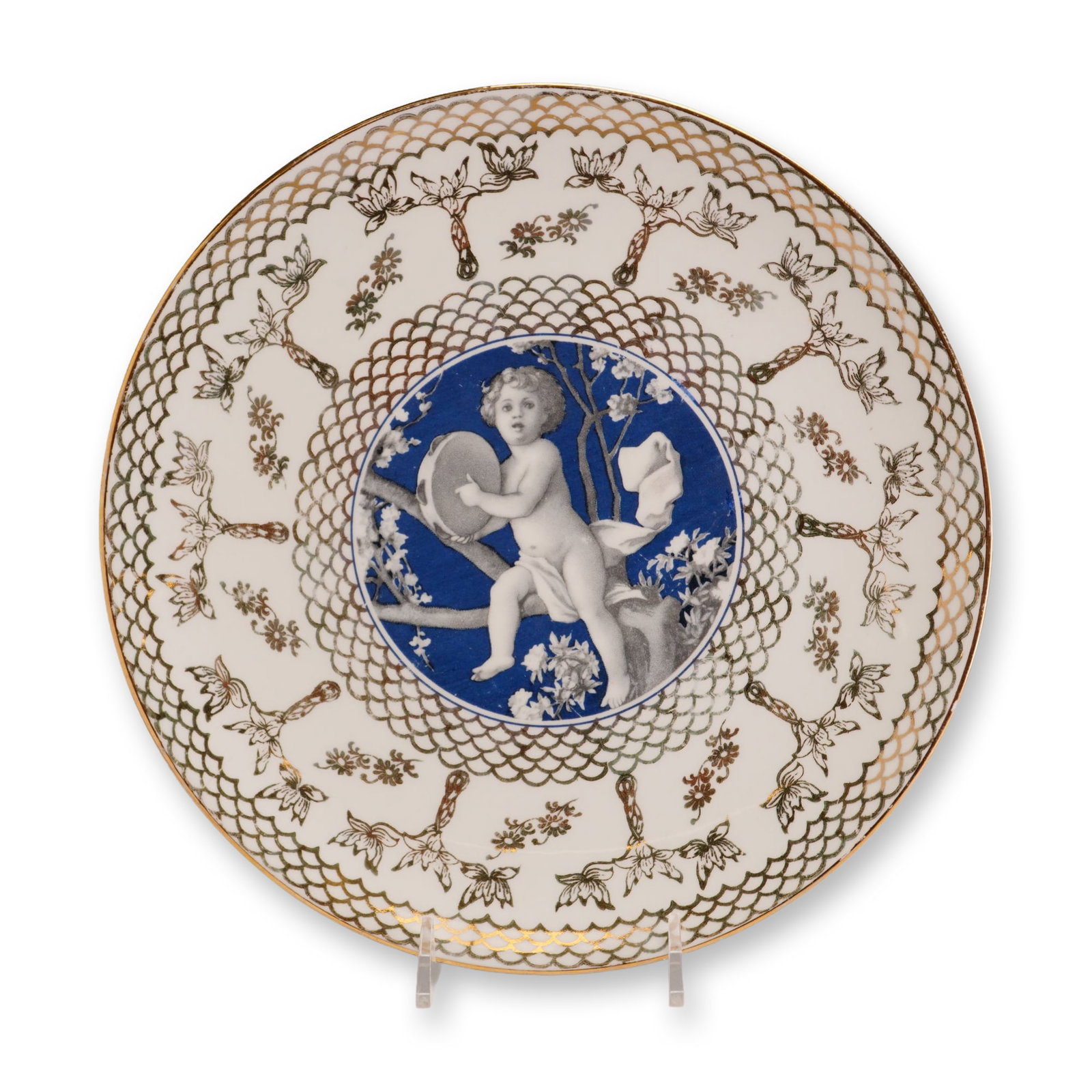 Wedgwood Bone China Cabinet Plate with Cherub, ca. 1920 (1 of 3)