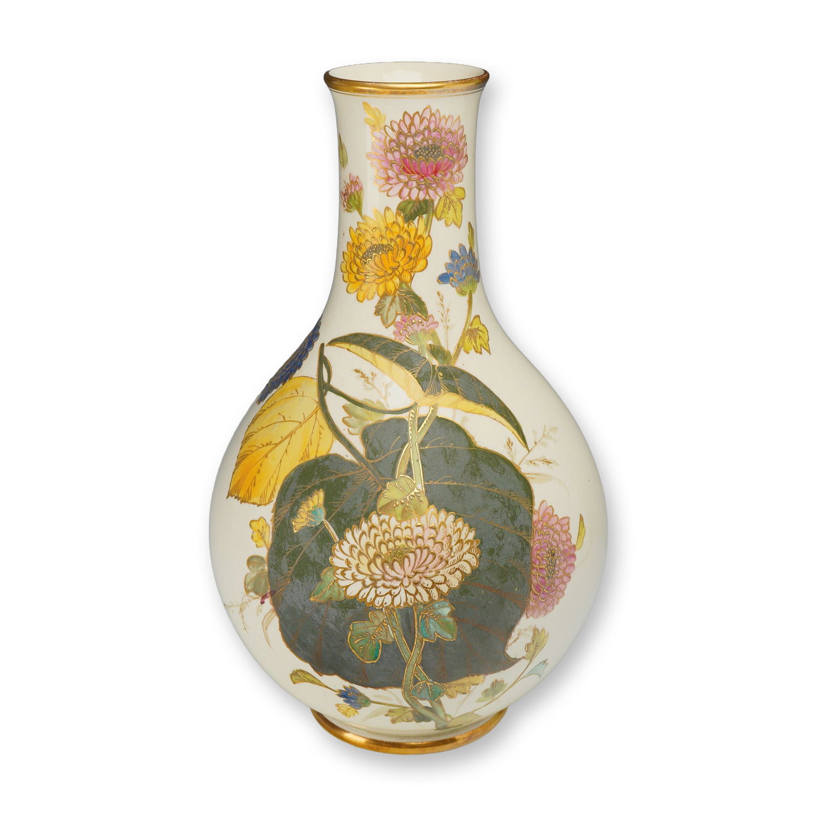 Wedgwood Ivory Ware Gilded Floral Porcelain Vase (1 of 3)