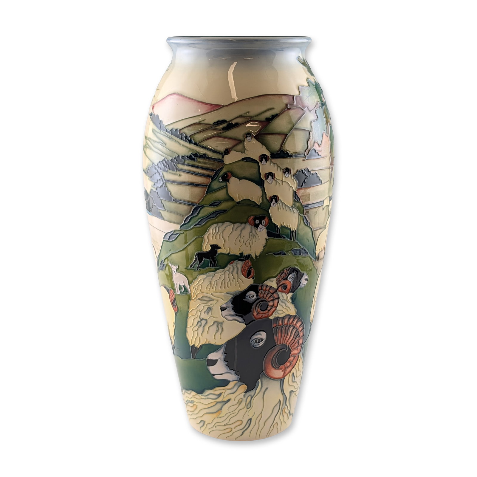 Moorcroft Pottery Prestige Sheep Vase by Philip Gibson Vase, Swaledale (1 of 3)