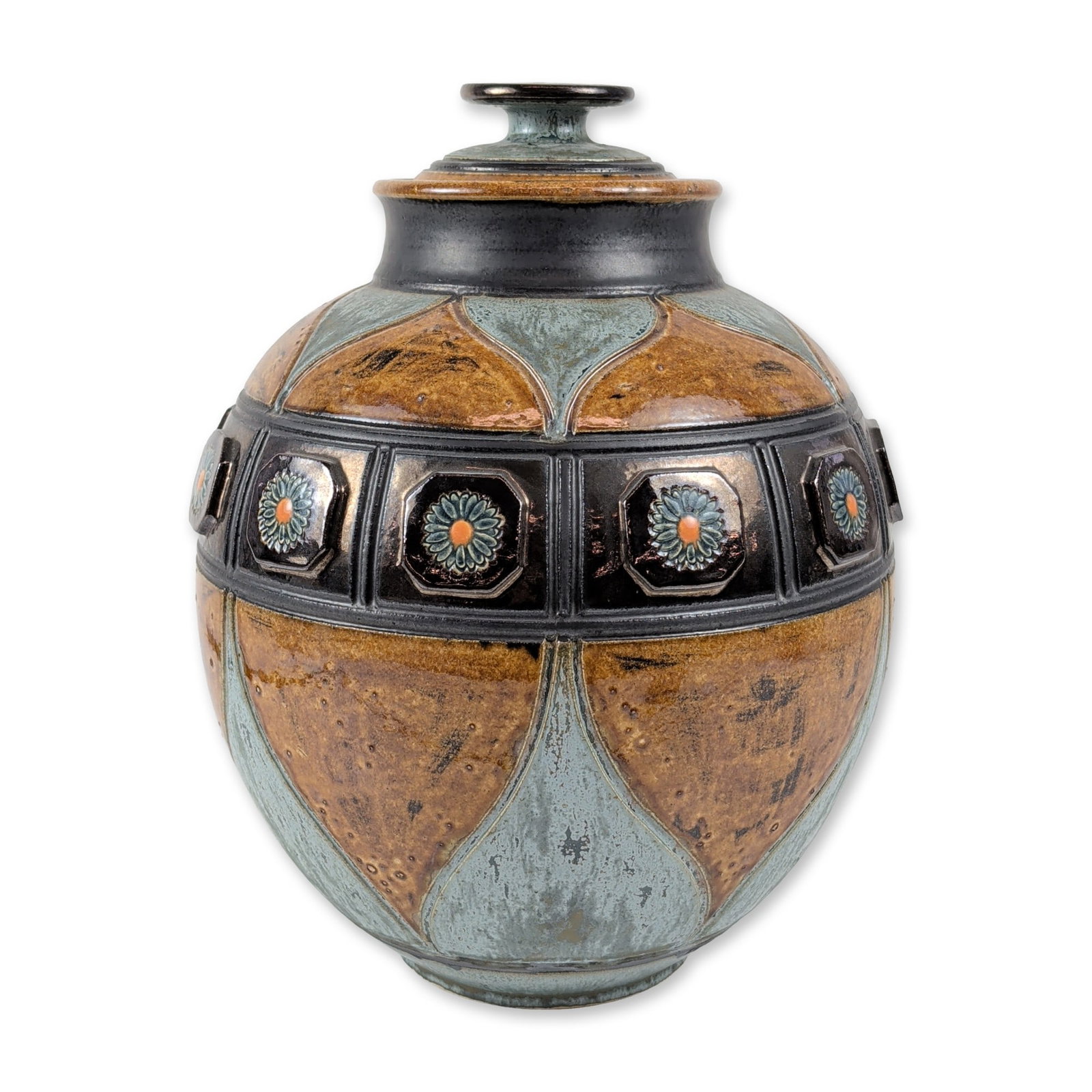 Richard Meyer Santa Fe Studio Art Pottery Lidded Ovoid Jar / Ginger Urn (1 of 4)