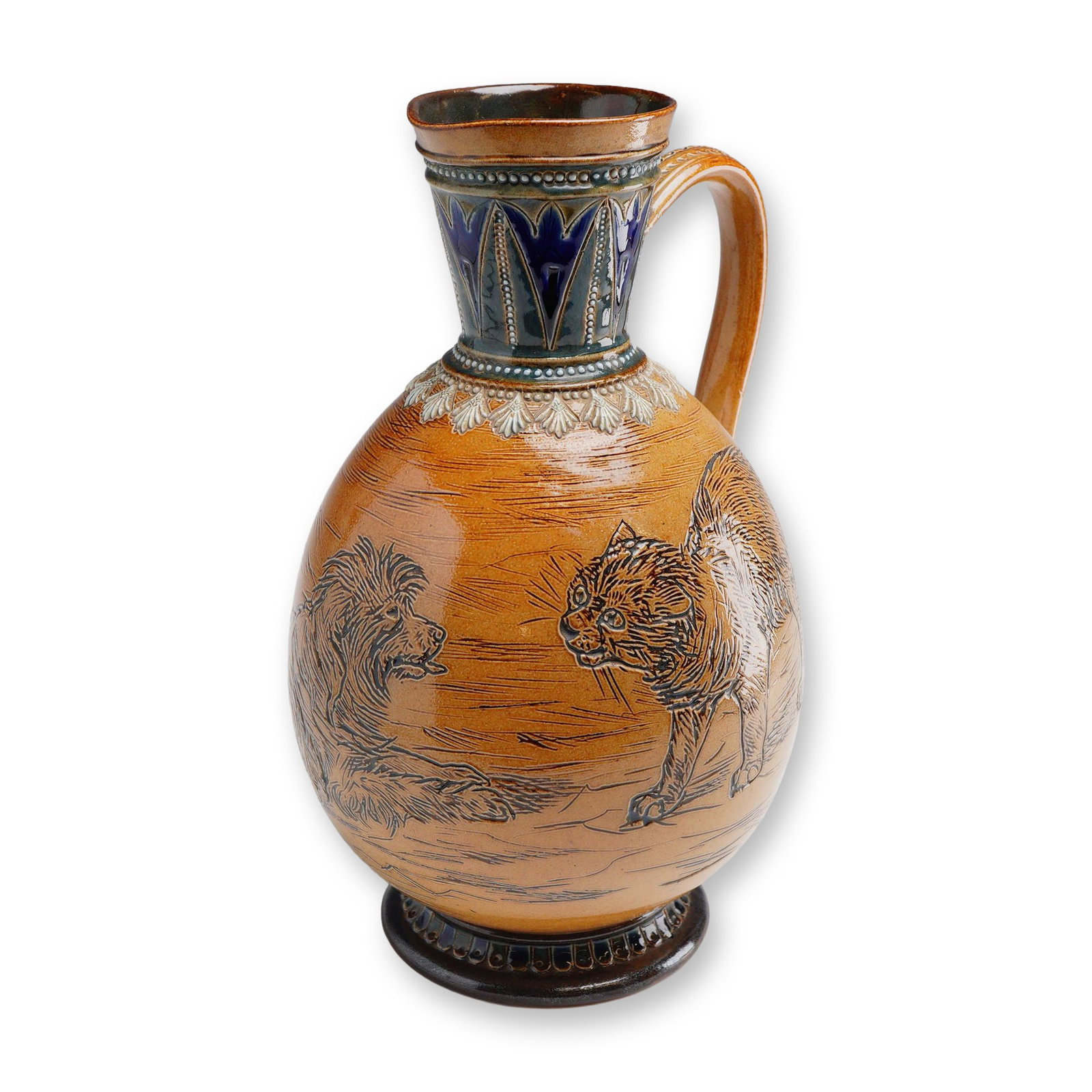 Doulton Lambeth by Hannah Barlow Salt Glazed Stoneware Jug Dated 1879 (1 of 3)