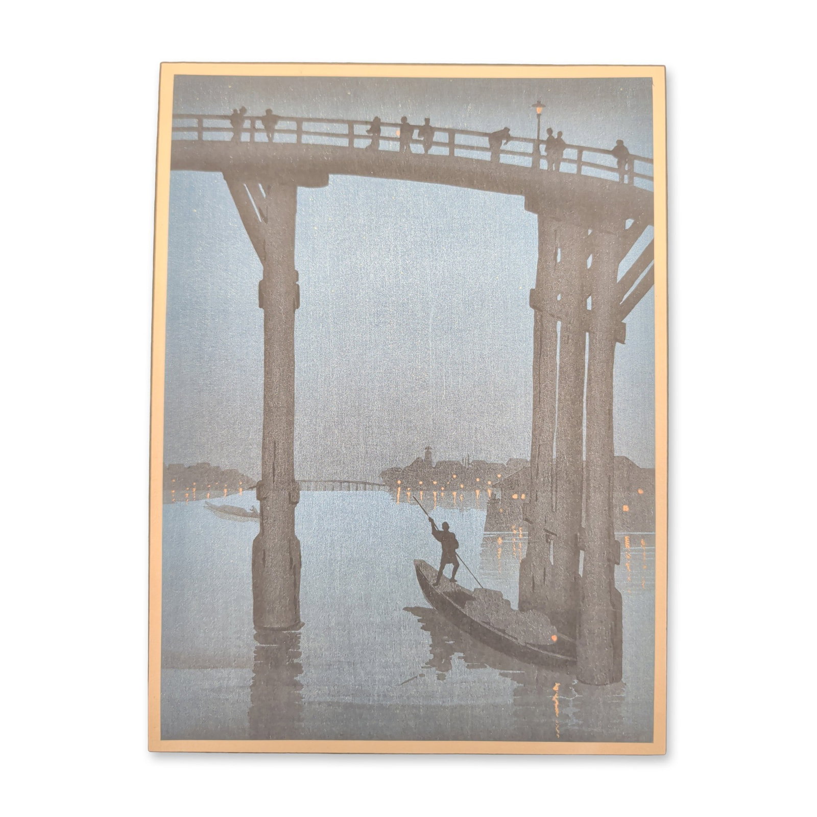Eijiro Kobayashi (Japanese, 1870-1946), Woodcut on Paper board, High Bridge at Night (1 of 4)