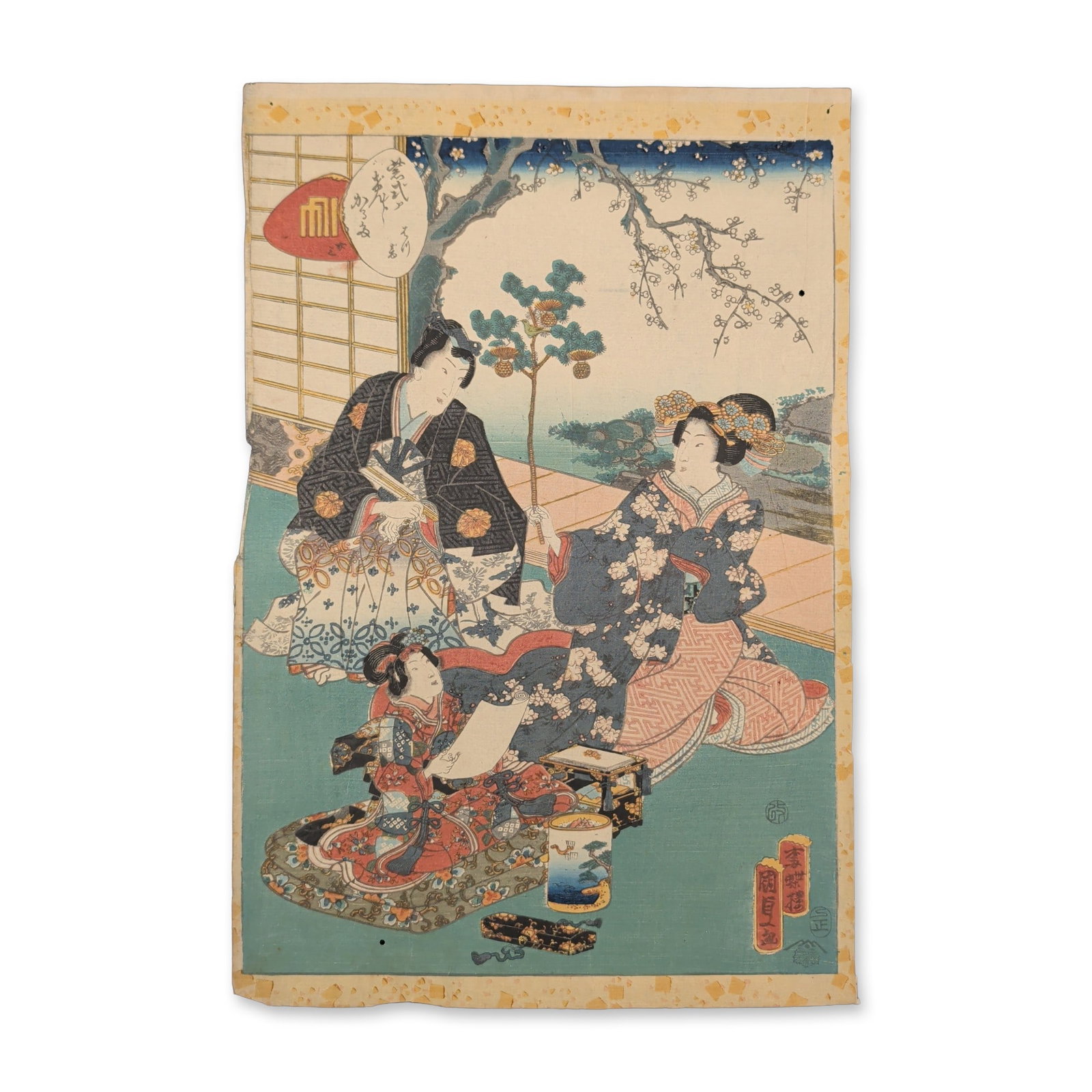 Utagawa Kunisada II (Japan 1823-1880) Woodcut on Paper from The Tale of Genji (1 of 5)