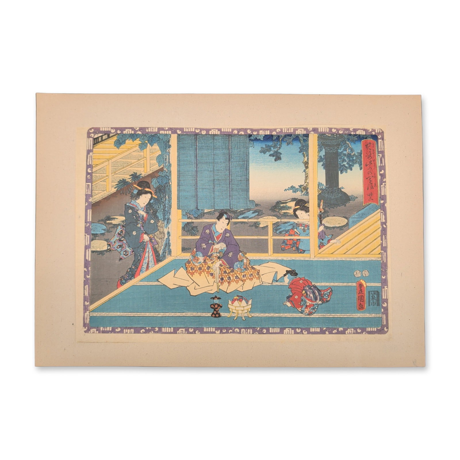 Utagawa Kunisada (Toyokuni III) (Japanese, 1786-1865) Woodcut on Paper from Faithful Images of The (1 of 5)